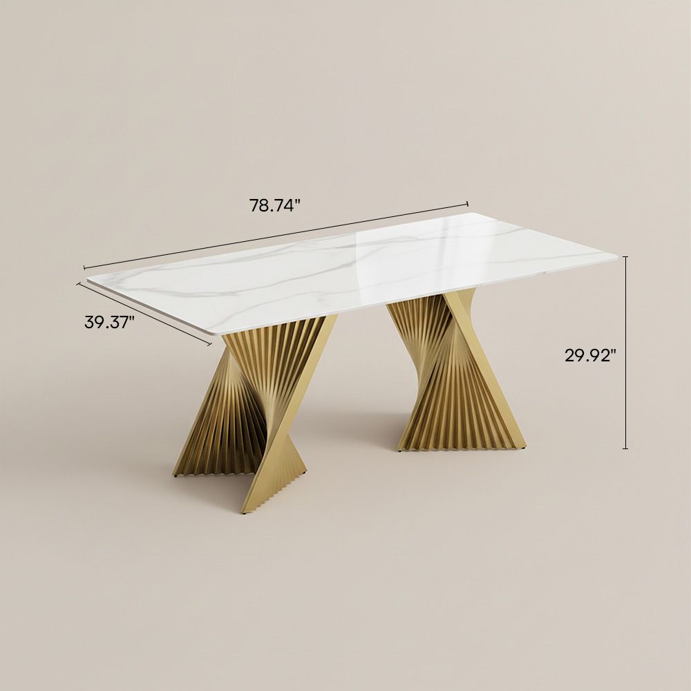 Rectangular White Sintered Stone Dining Tables