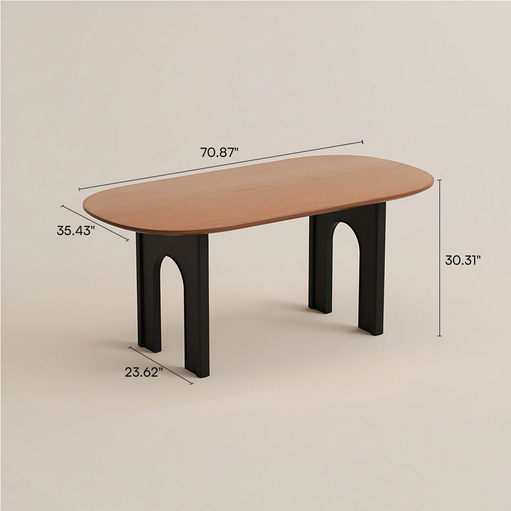 Mid Century Modern Walnut & Black MDF Dining Tables