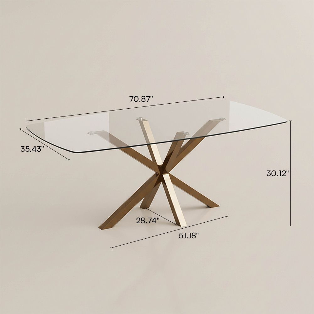 Tempered Glass Clear & Gold Tempered Glass Dining Tables