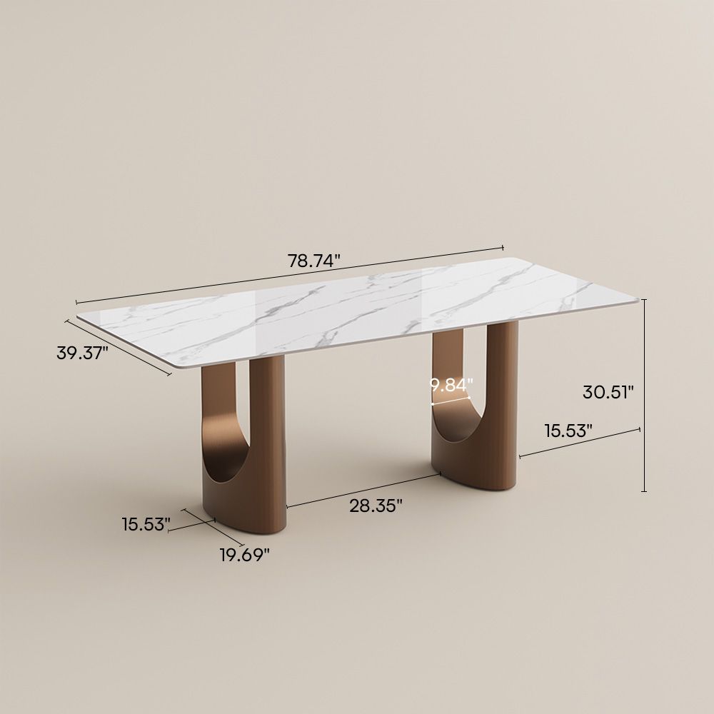 Modern White Glossy Sintered Stone Dining Tables
