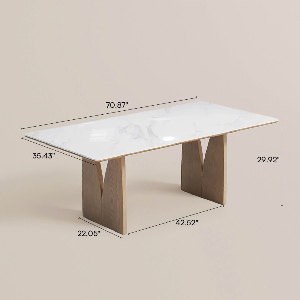 Walnut & White Glossy Sintered Stone Dining Tables