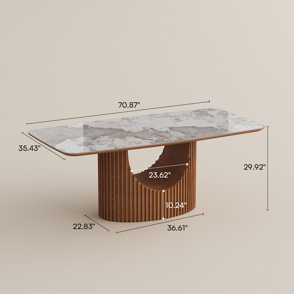 Solid Wood Leg Pandora & Walnut Glossy Sintered Stone Dining Tables