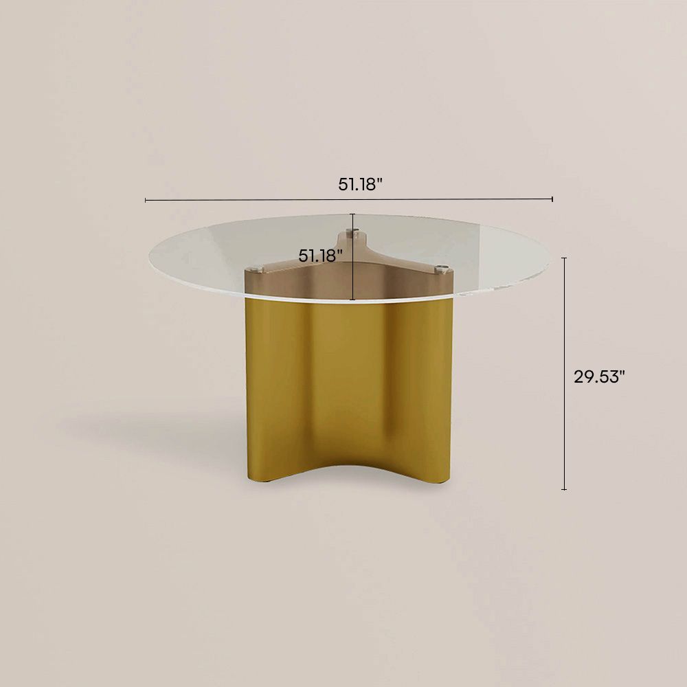 Modern Transparent & Titanium Golden Tempered Glass Dining Tables