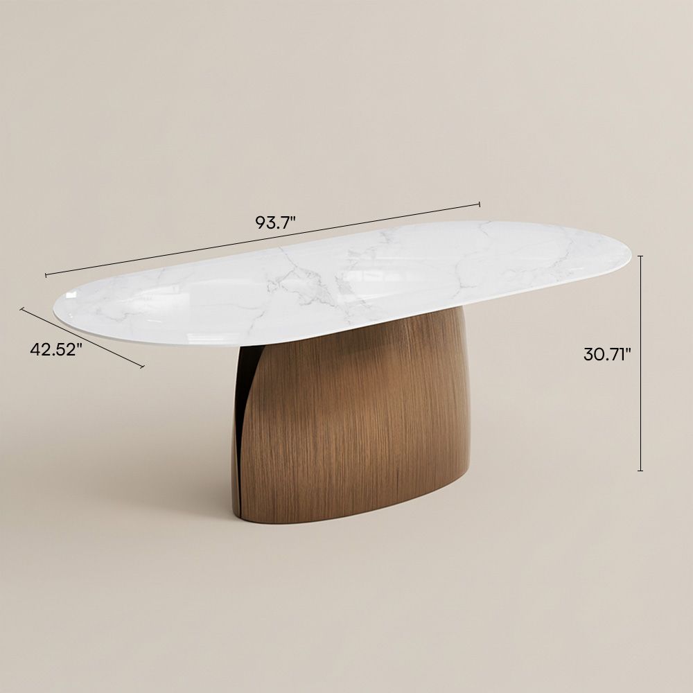 for 8 White & Bronze Glossy Sintered Stone Dining Tables