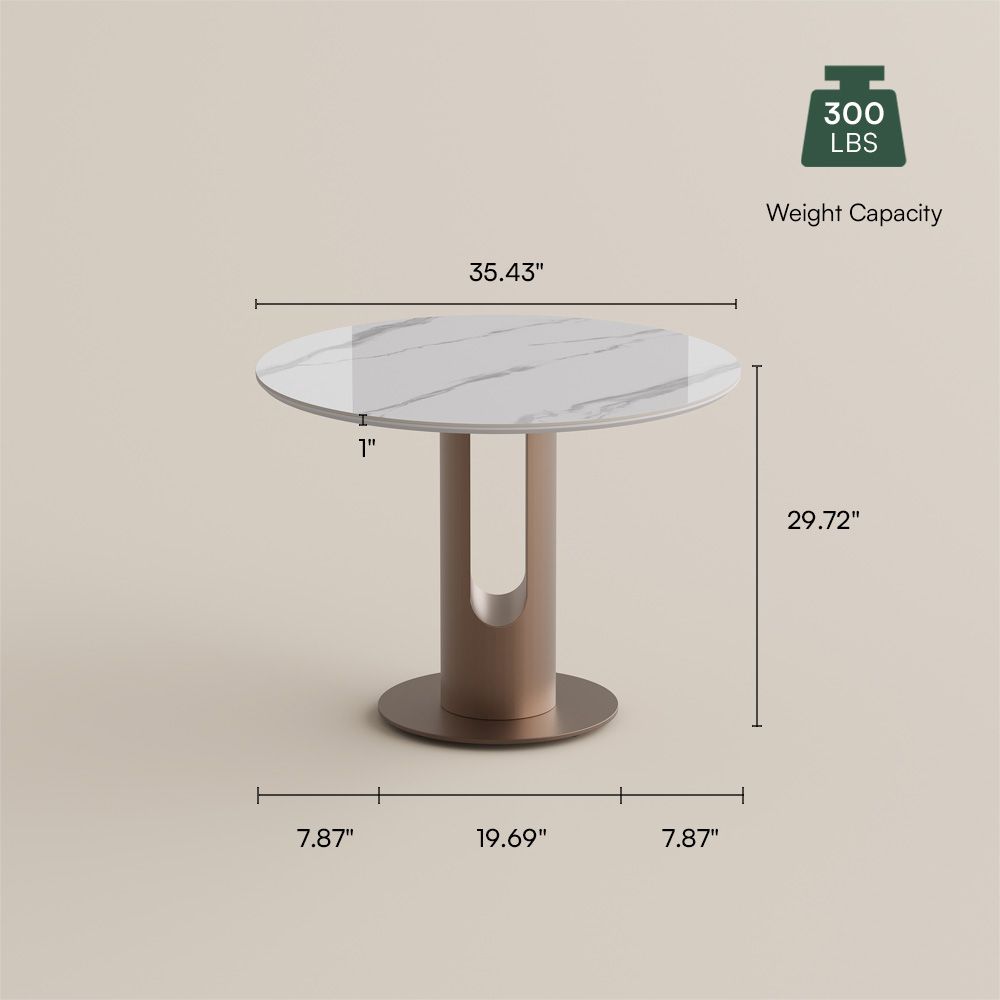 White & Bronze Glossy Sintered Stone Small Bar & Bistro Tables