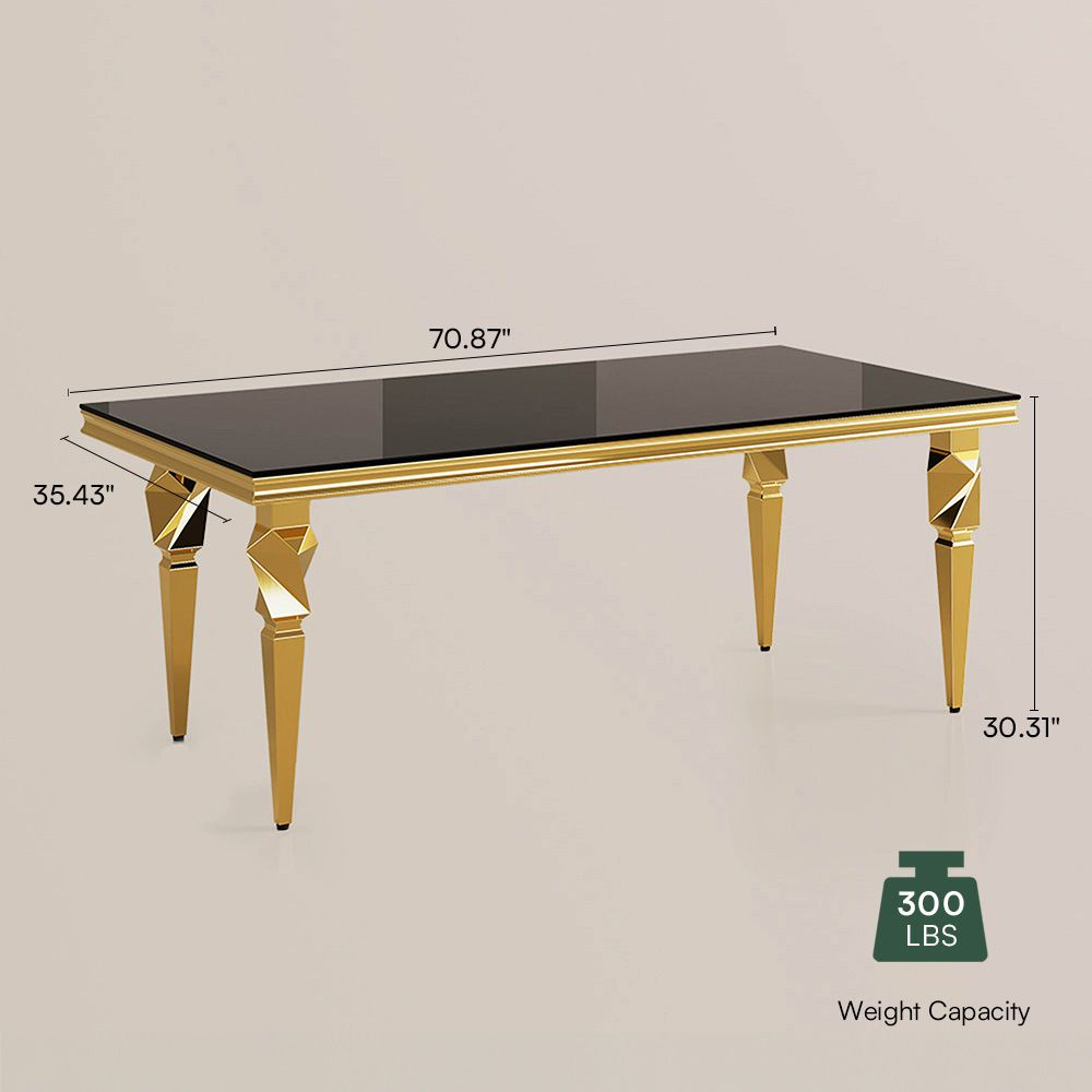 Gold Black & Gold Tempered Glass Dining Tables