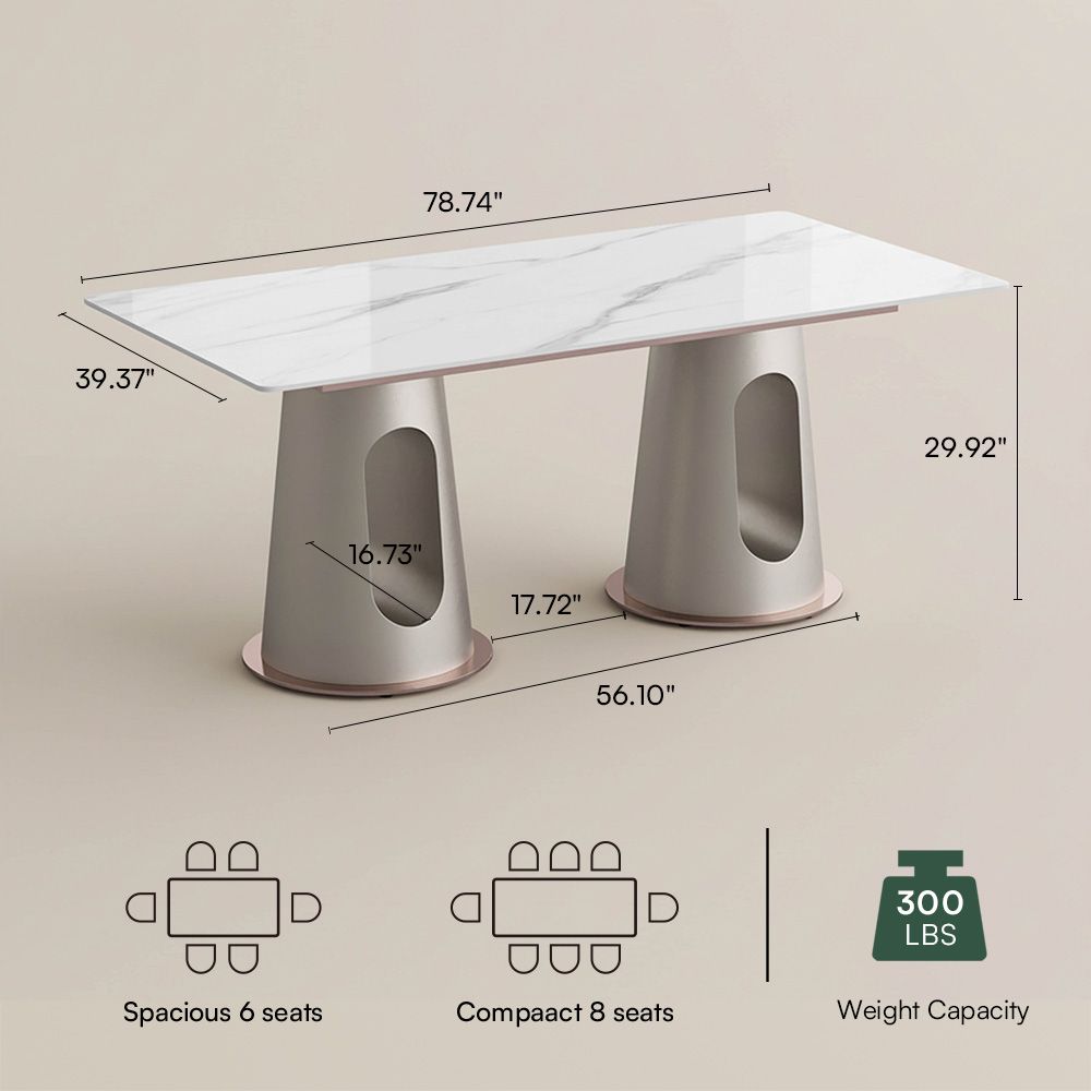 Modern White Glossy Sintered Stone Dining Tables