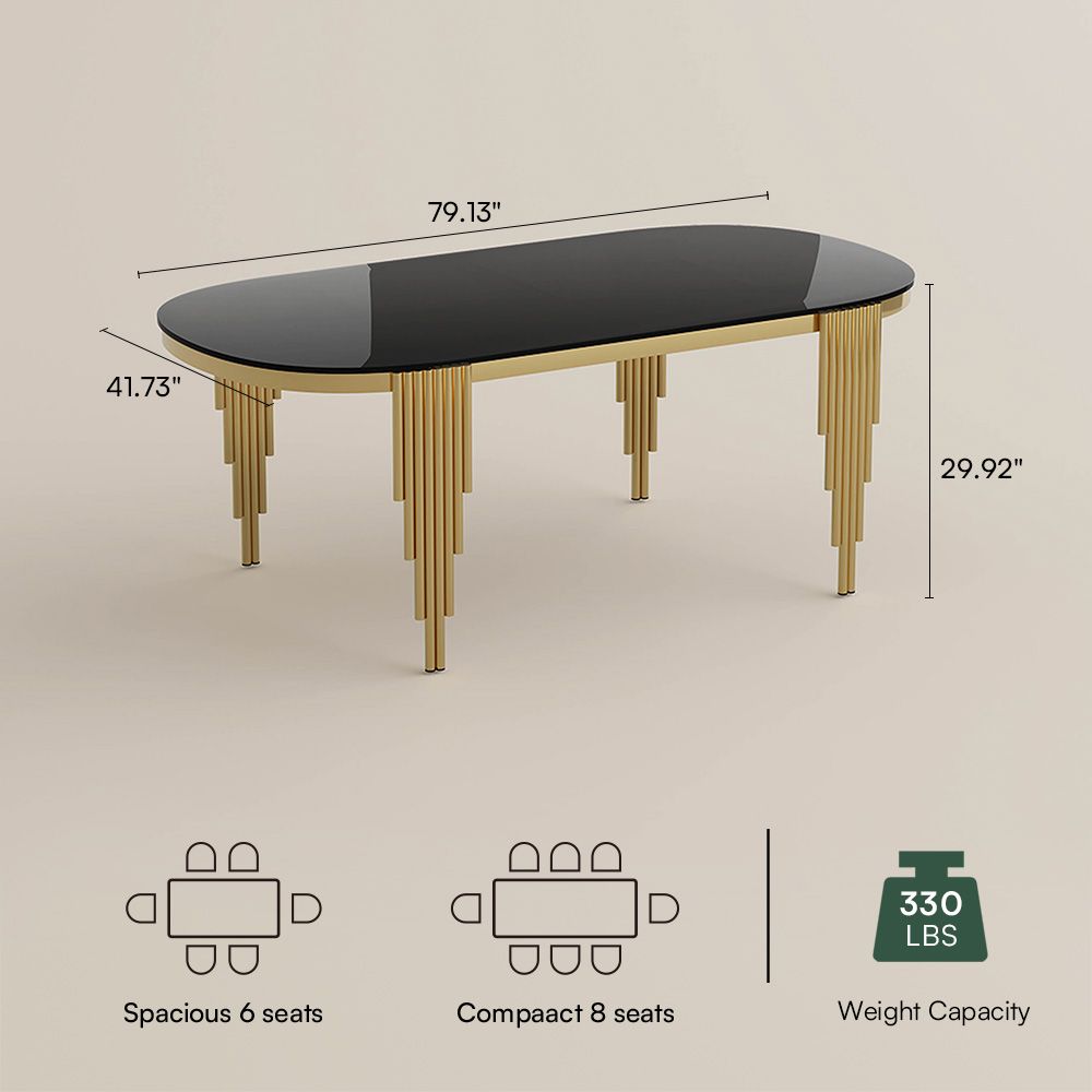 Modern Luxury Black Tempered Glass Dining Tables