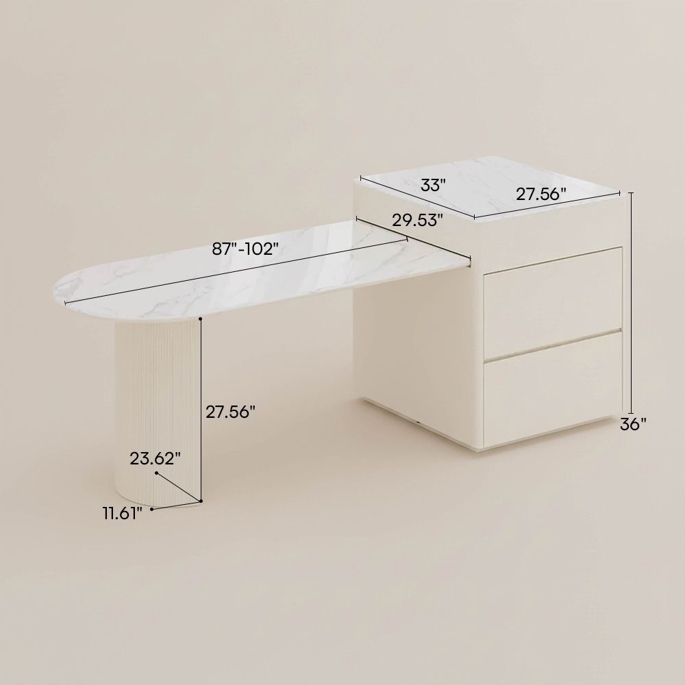 White Glossy Sintered Stone Kitchen Island