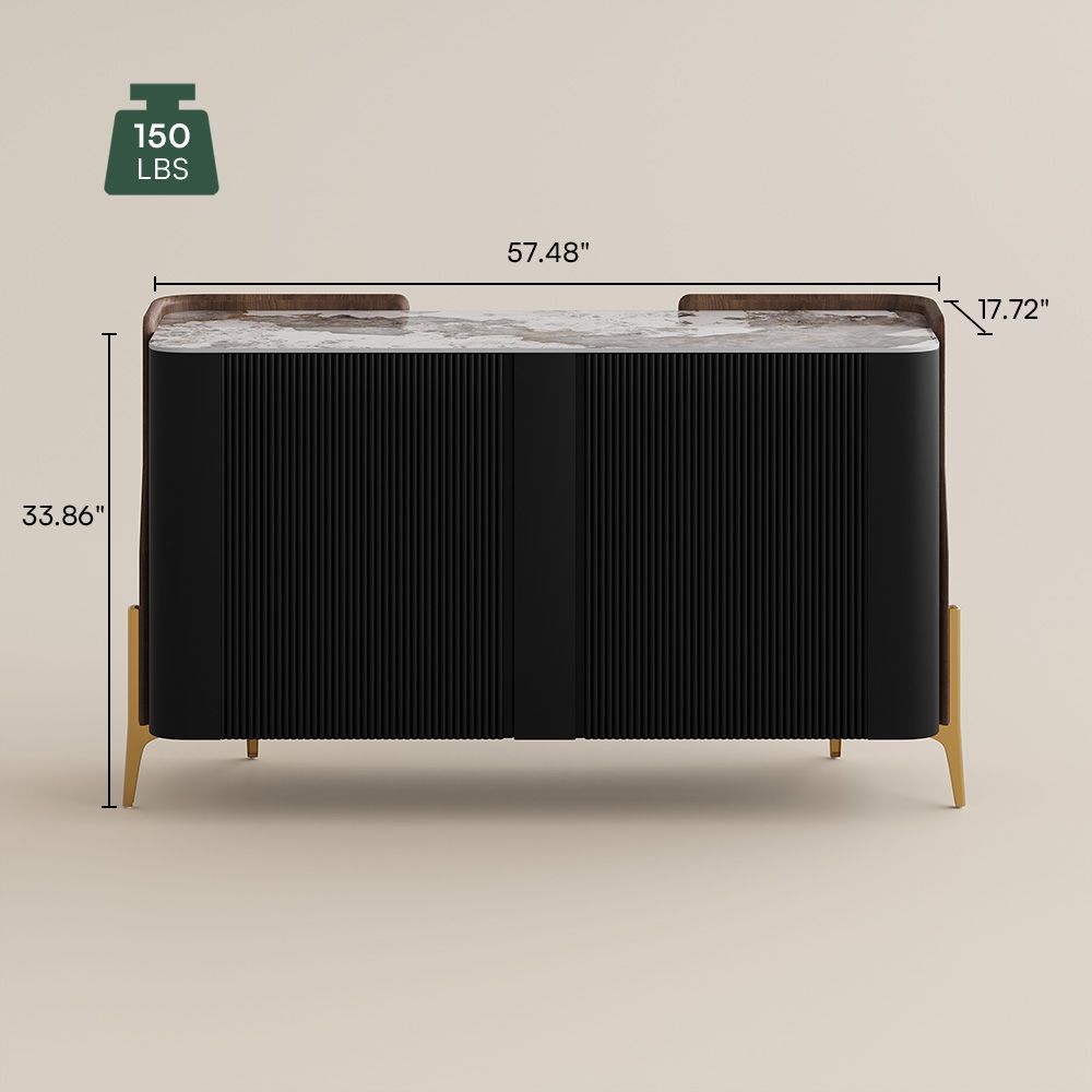 Partly Assemble Black Sintered Stone Sideboards & Buffets