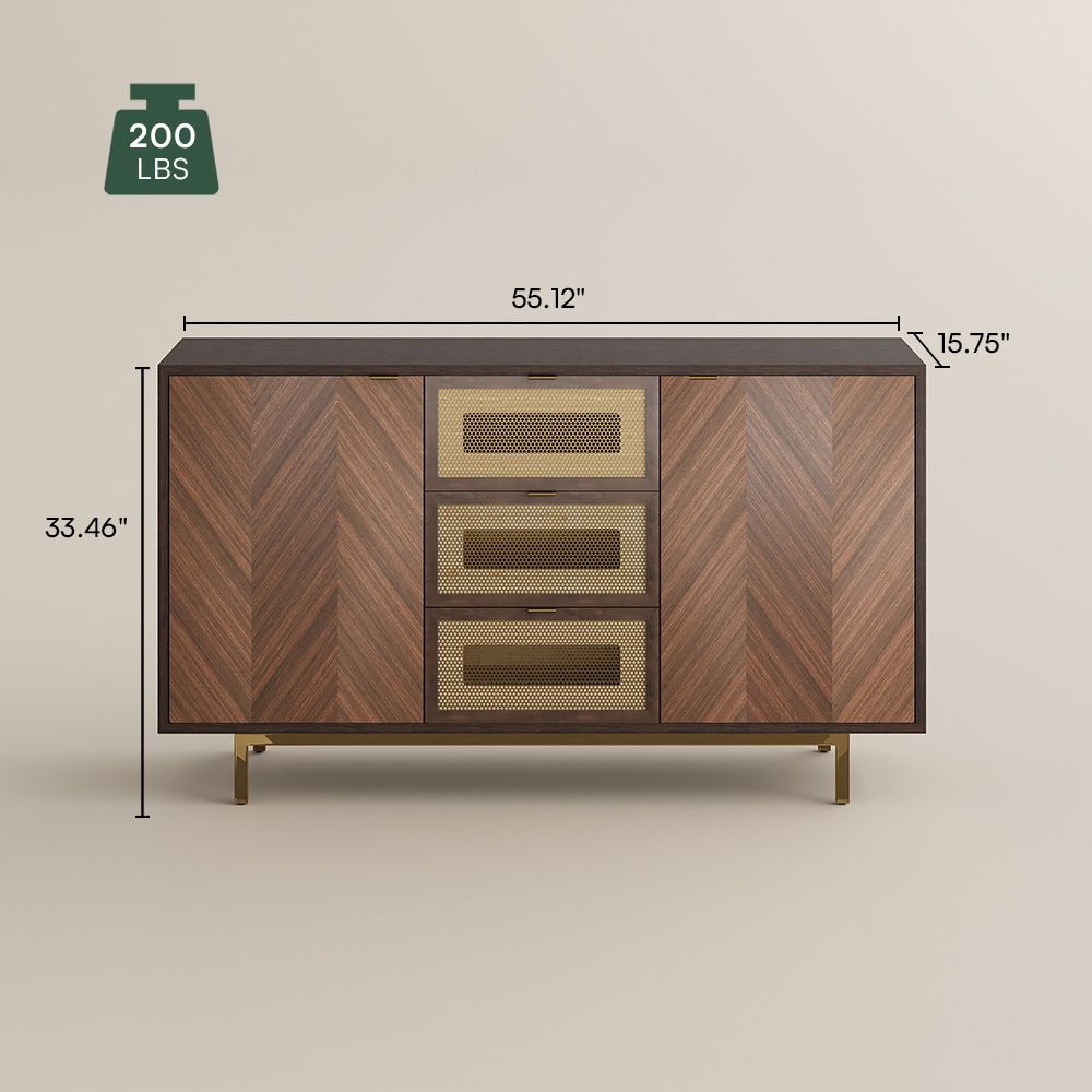Metal Leg Walnut Sideboards & Buffets