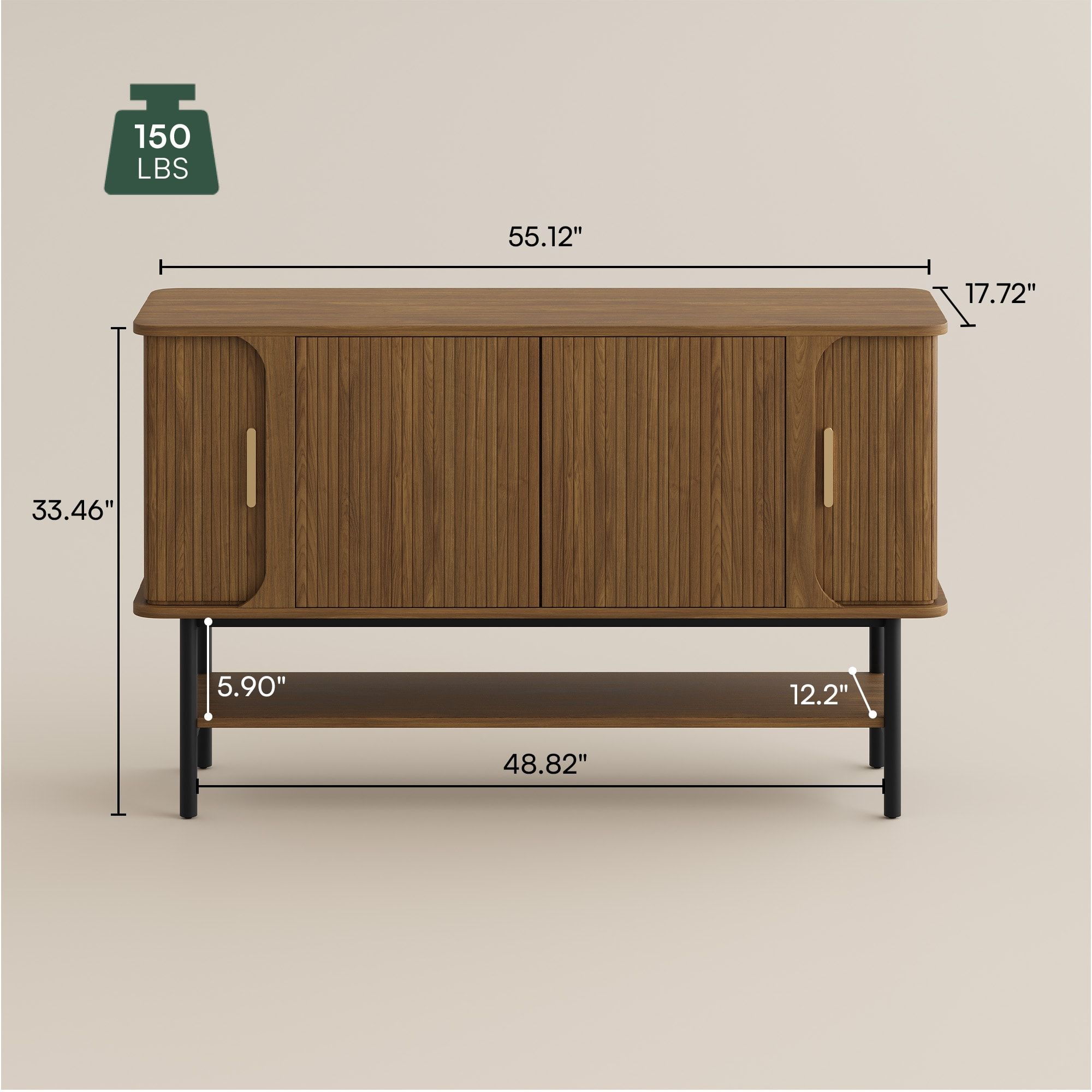 Metal Leg Walnut Color MDF Sideboards & Buffets