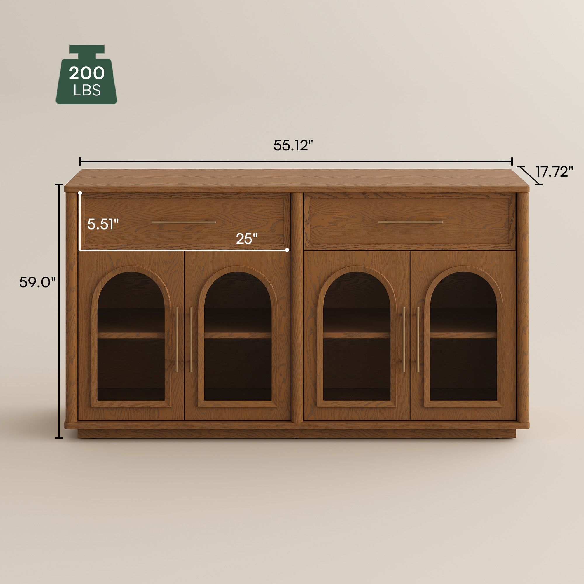 Glass Light Walnut Engineered Wood Storage Cabinets