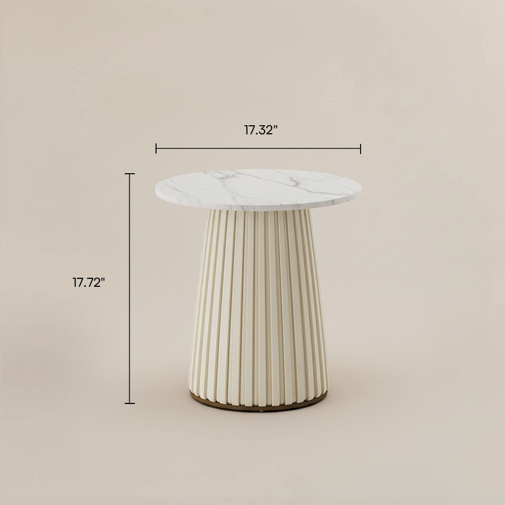 White Glossy Sintered Stone End & Side Tables