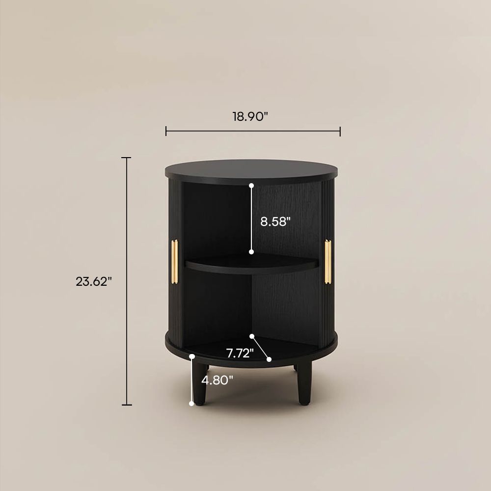 Round Black Plywood End & Side Tables