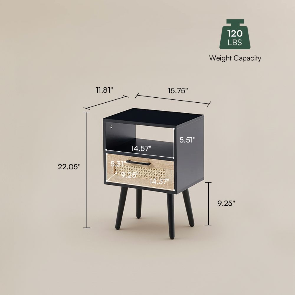 Solid Wood Black MDF & Solid Wood End & Side Tables