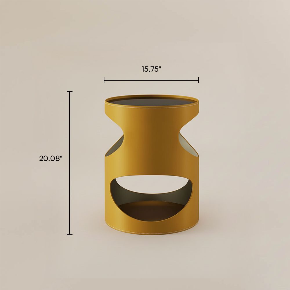 with Storage Orange Saddle Leather End & Side Tables