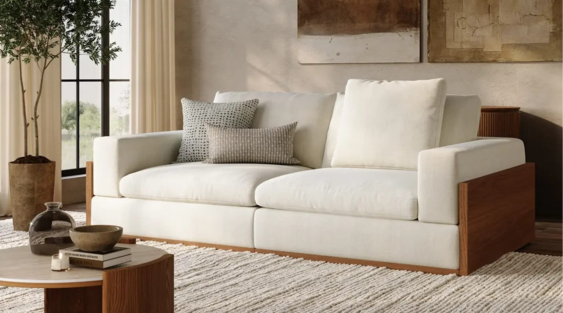 An extra deep sofa for people to lounge comfortably