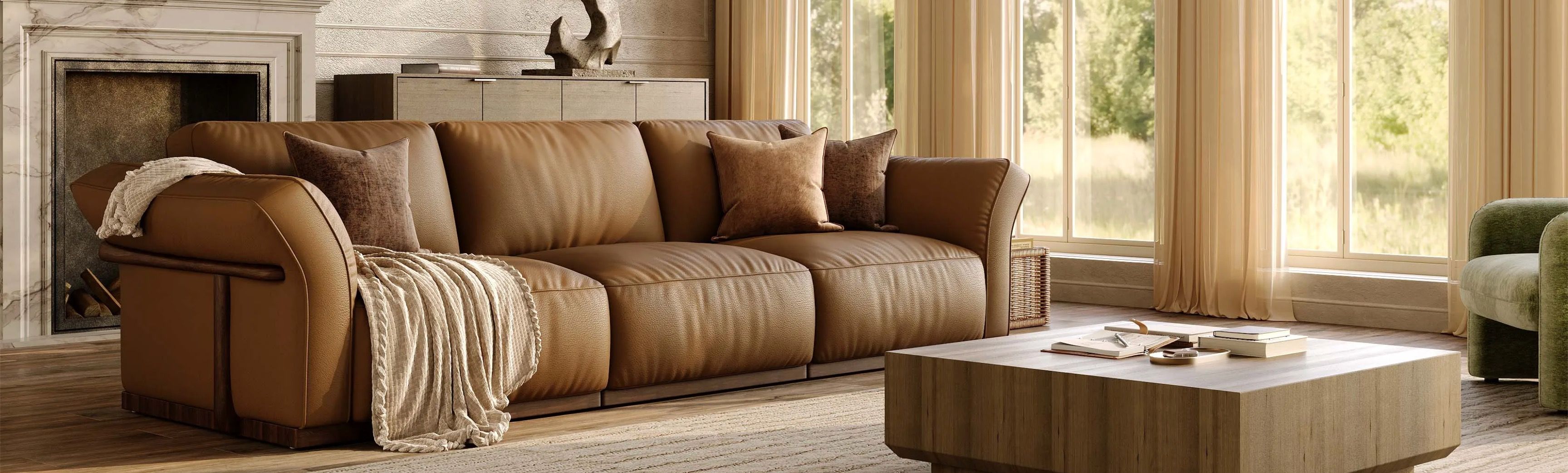 Povison's Contemporary Leather Sofa in a Modern Room