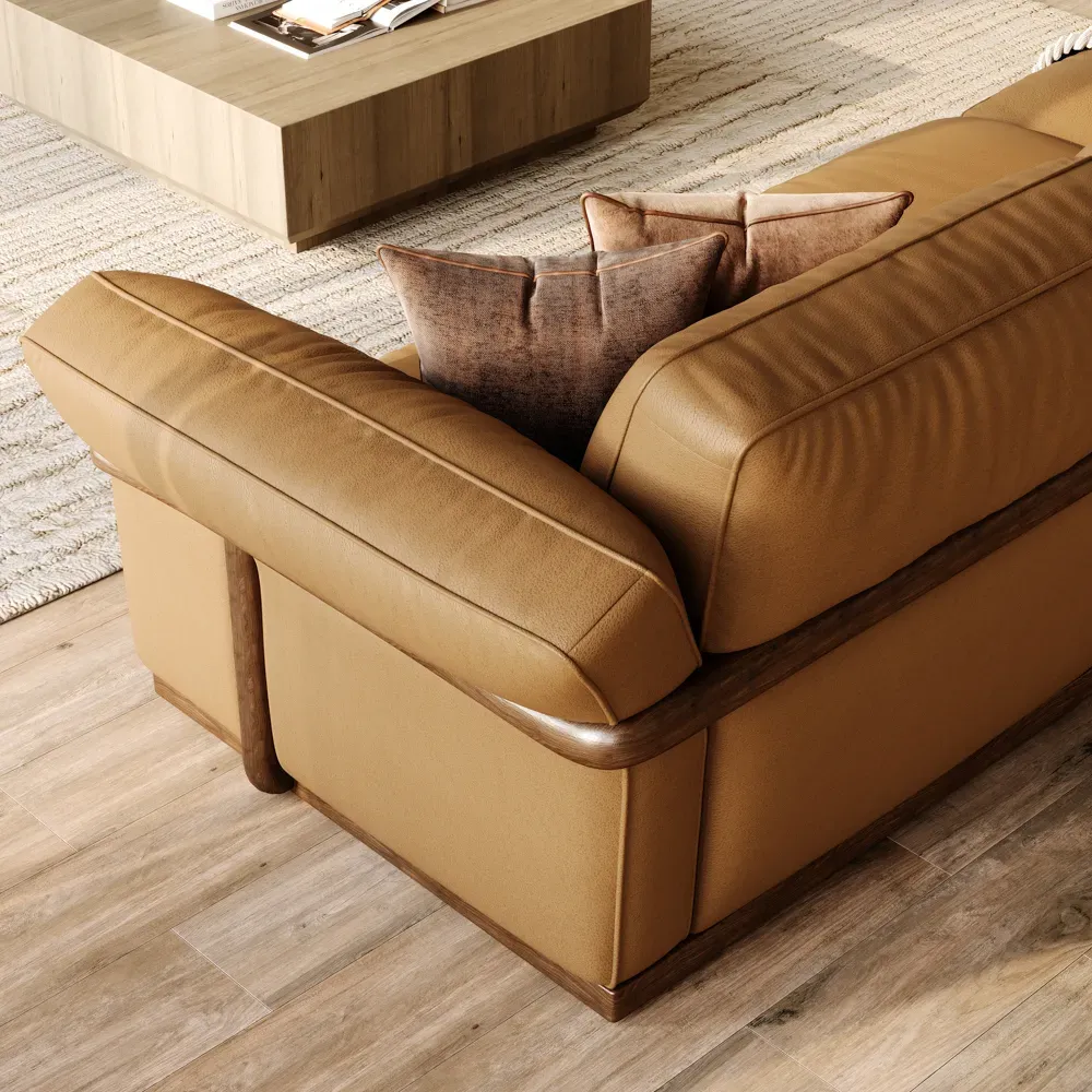 Povison's brown leather sofa in a modern house