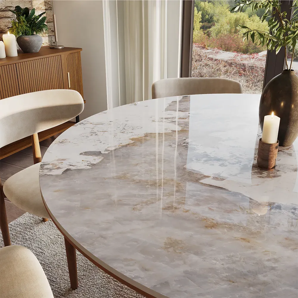 Easy-Clean Modern Tabletops of Povison's Sintered-Stone Dining Tables