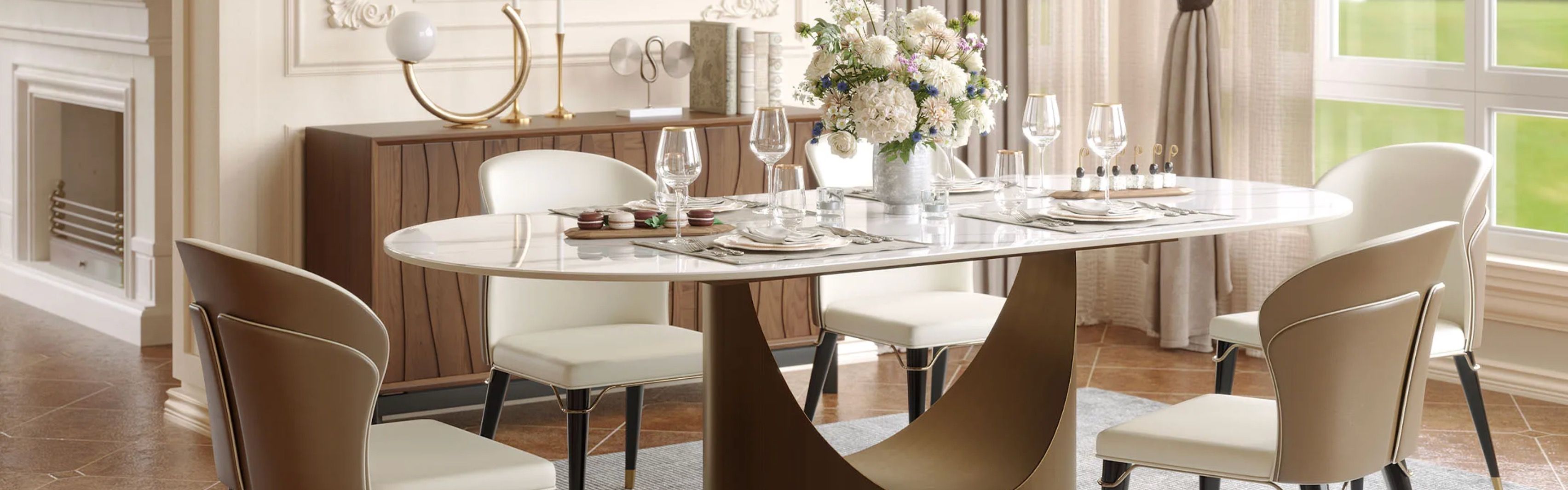 marble dining table with 6 chairs
