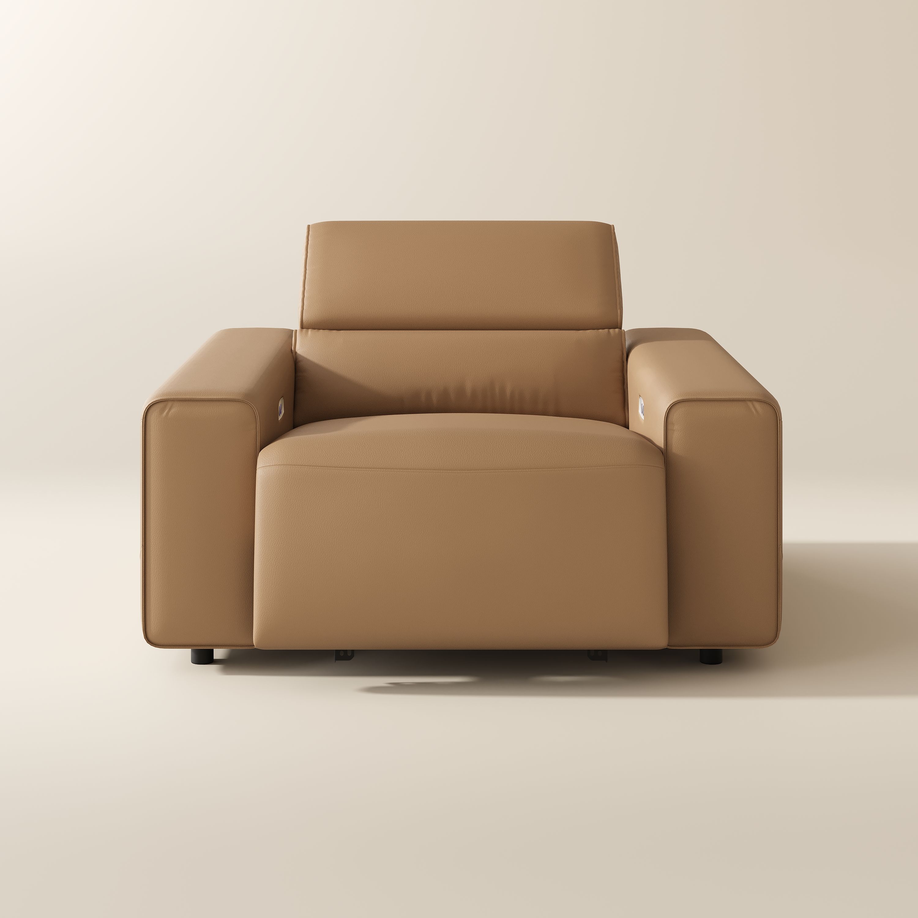 Square Armrest Khaki Eco-friendly Microfiber Leather Smart Furniture