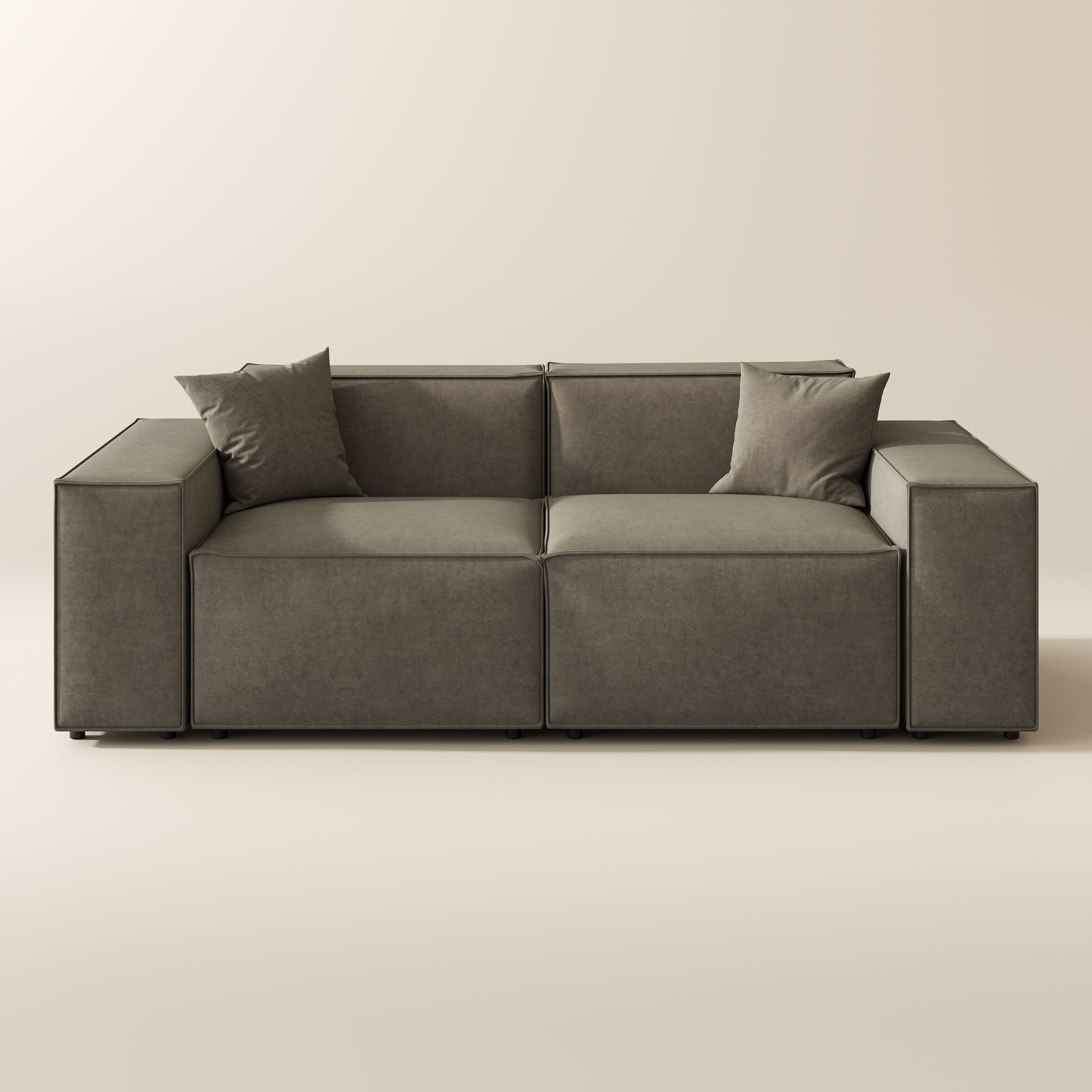 Small Khaki Fabric Modular Sofas