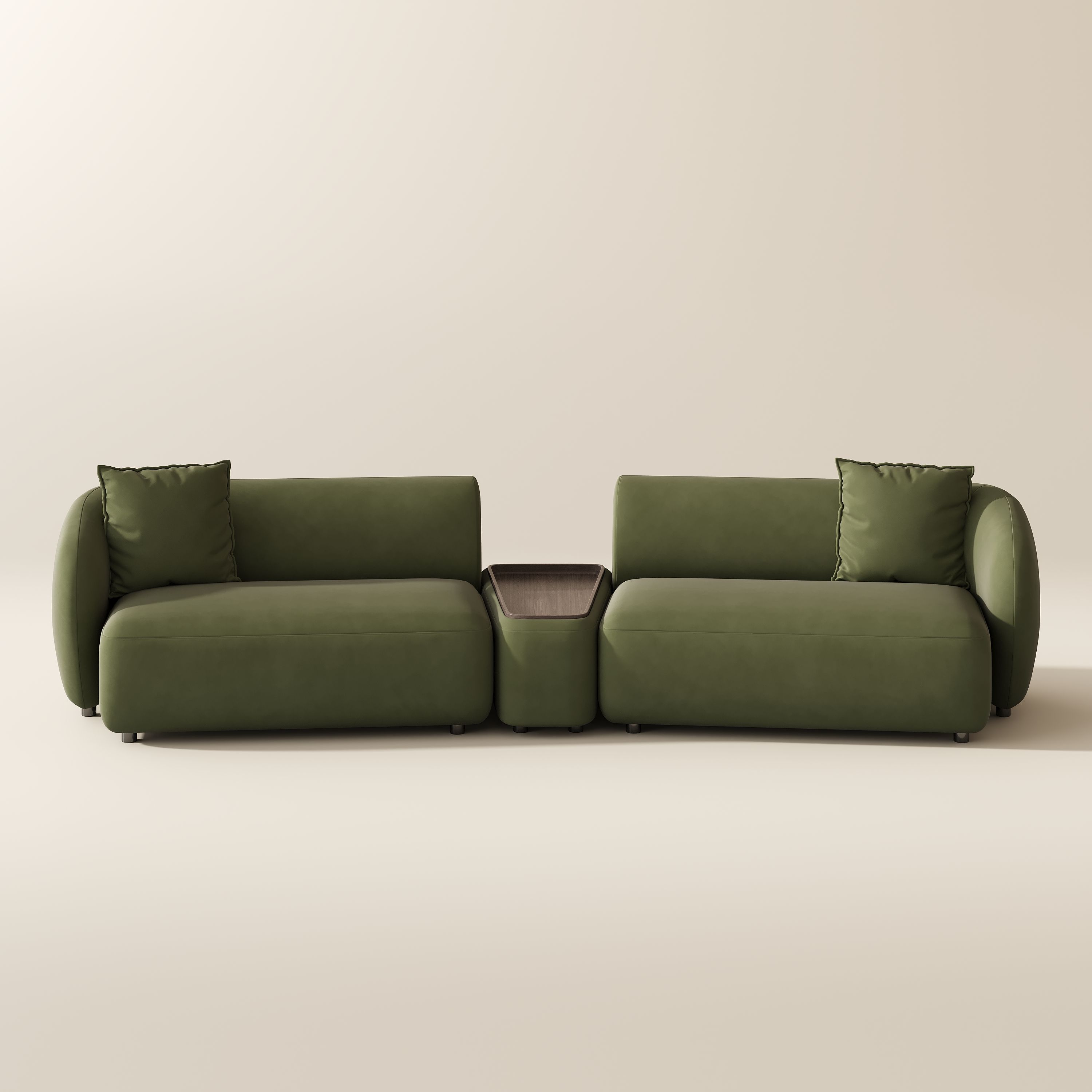 2 Seaters Green Flannelette Modular Sofas