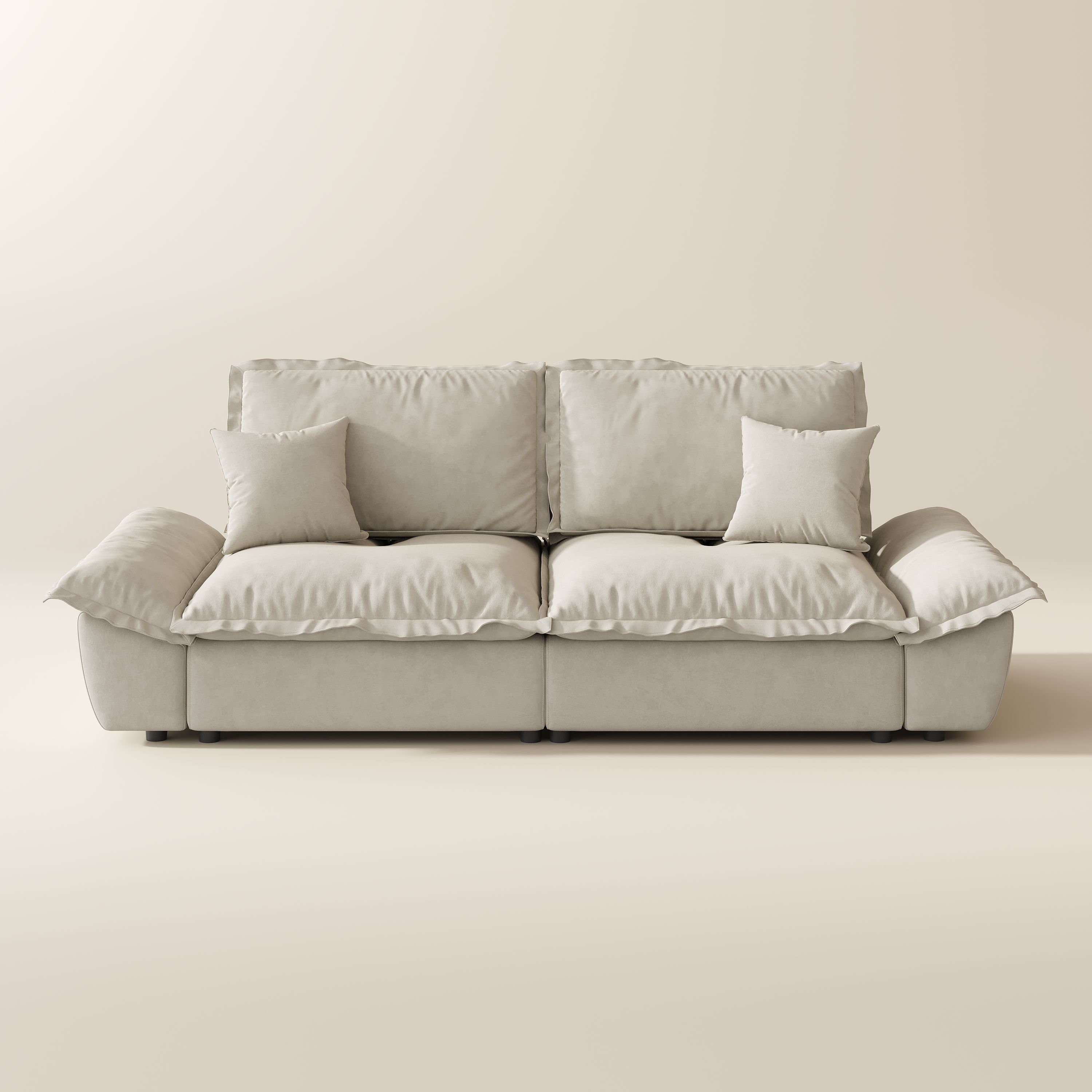 Adjustable Beige Suede Fabric Modular Sofas