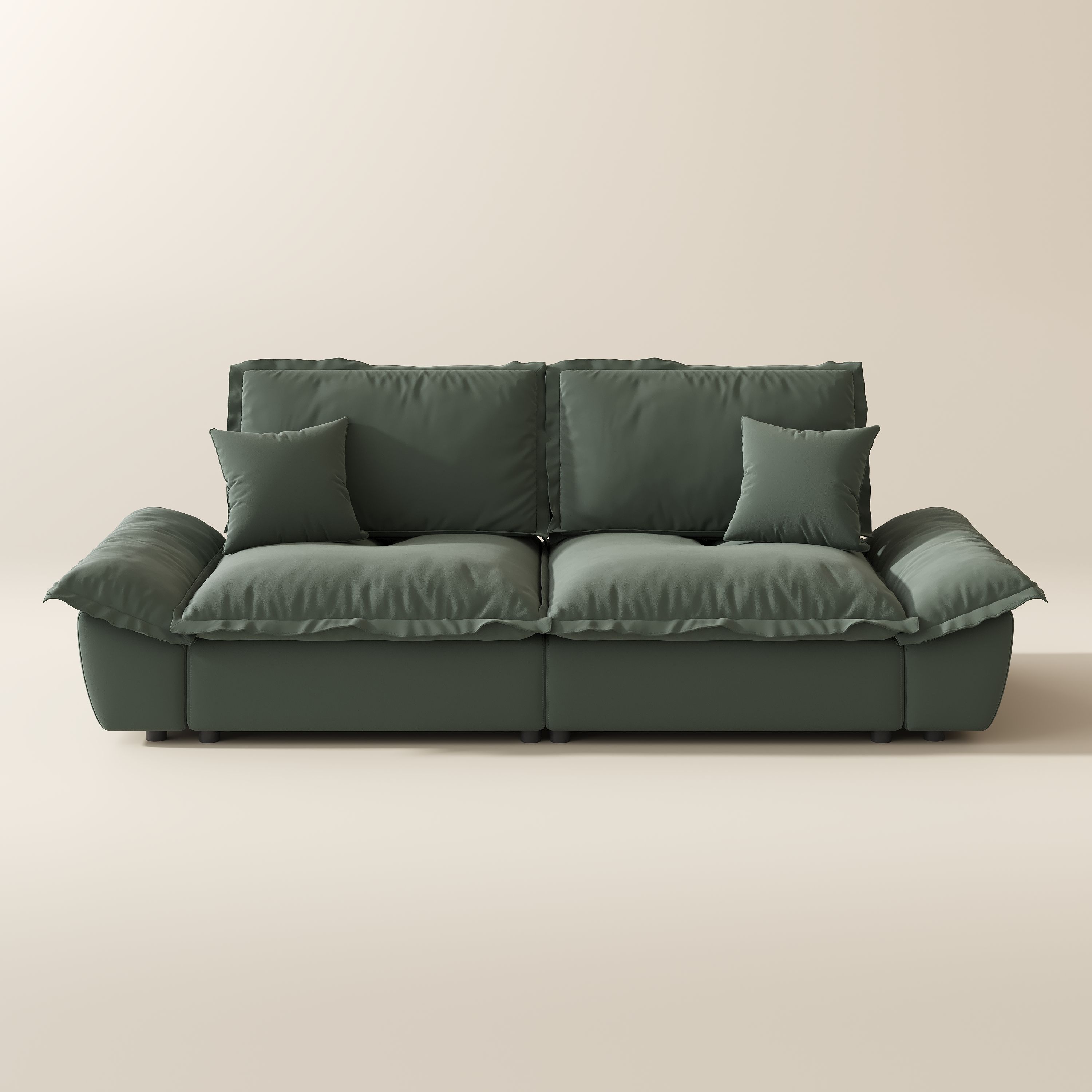 Adjustable Green Suede Fabric Modular Sofas