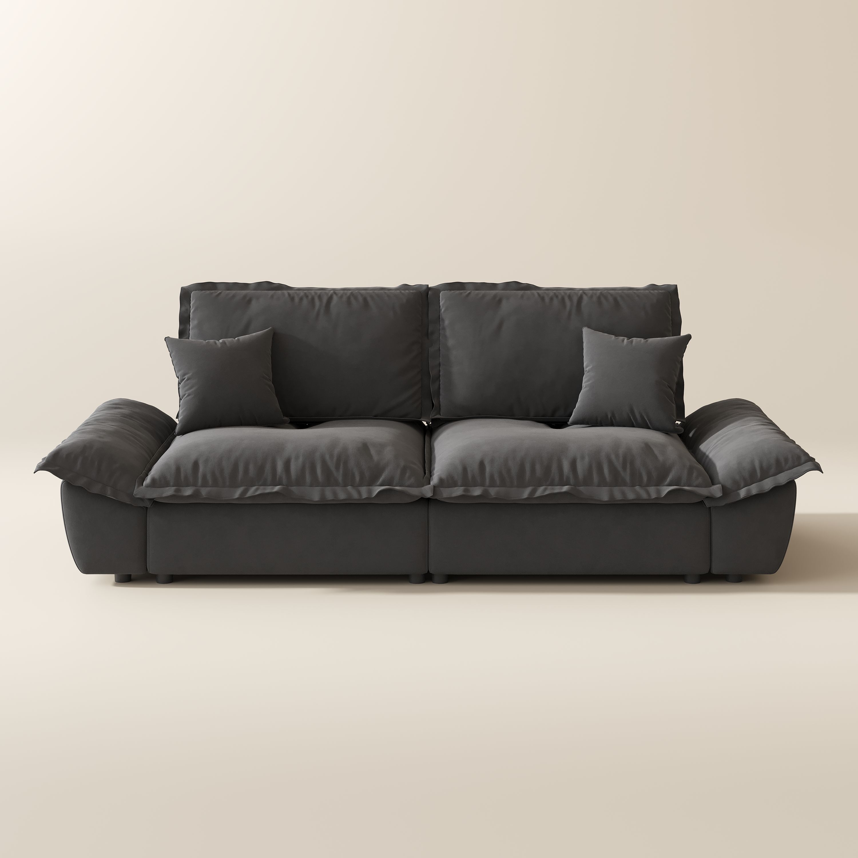Modular Gray Suede Fabric Modular Sofas