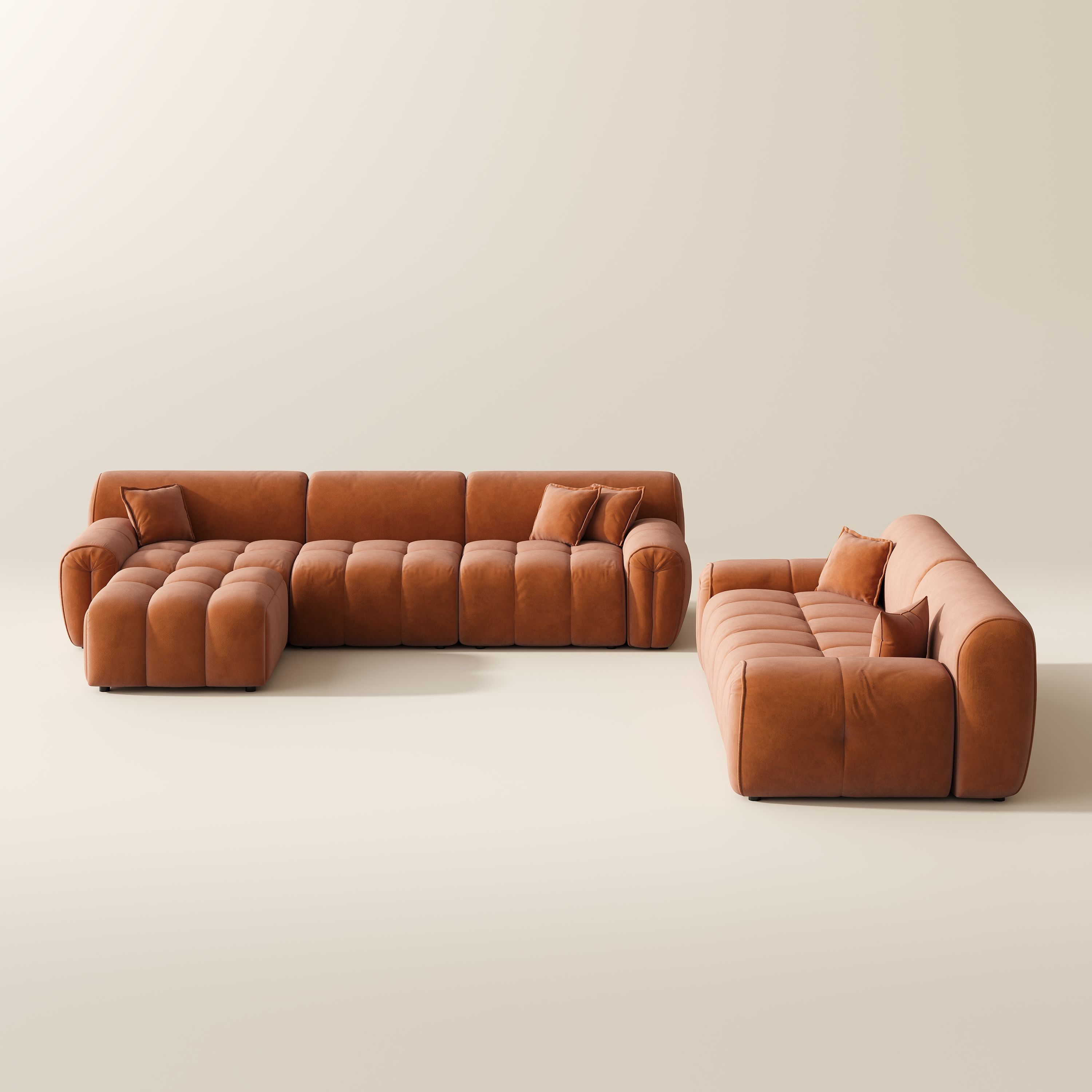 Office Orange Fabric Sofa Set