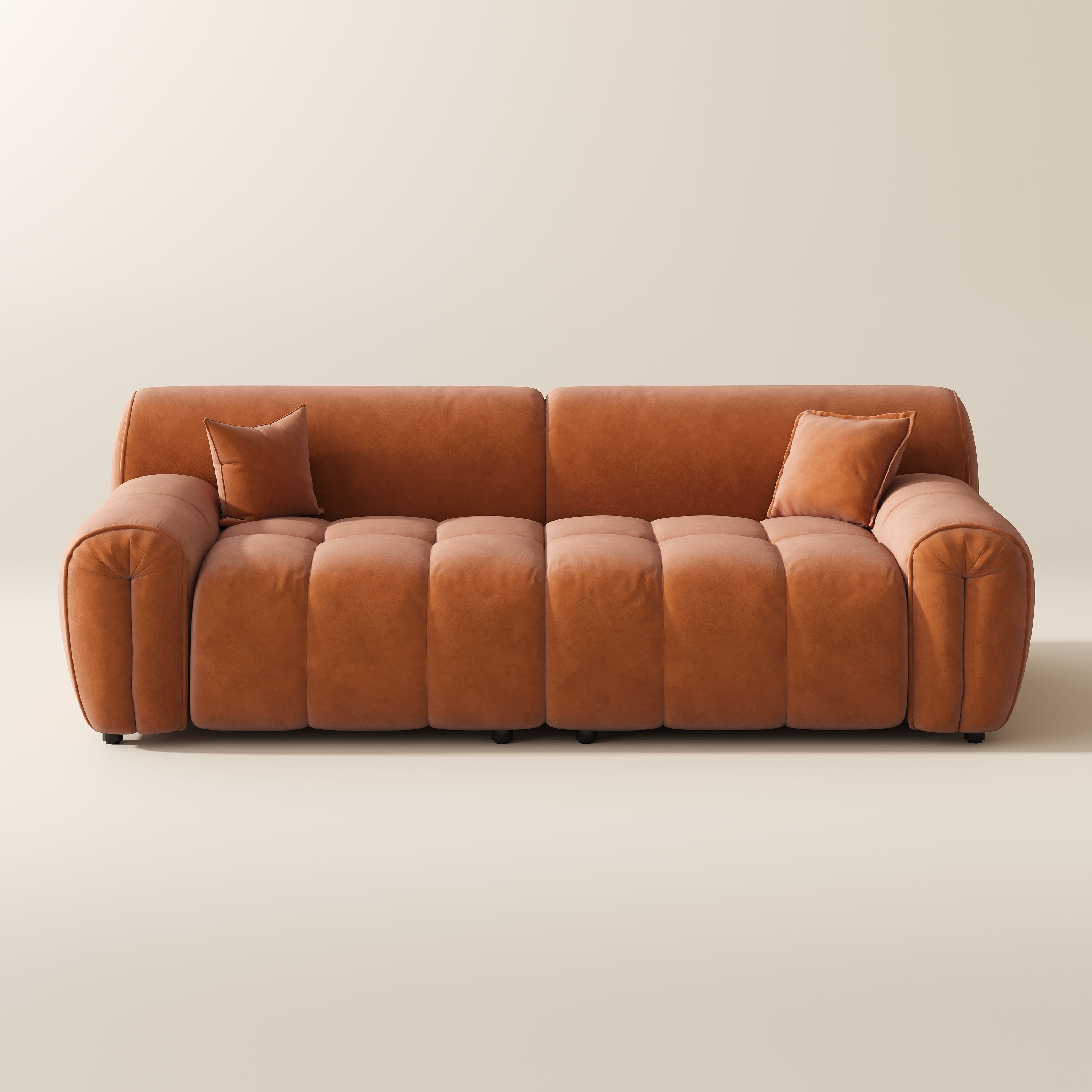 Deep Seat Orange Fabric Modular Sofas