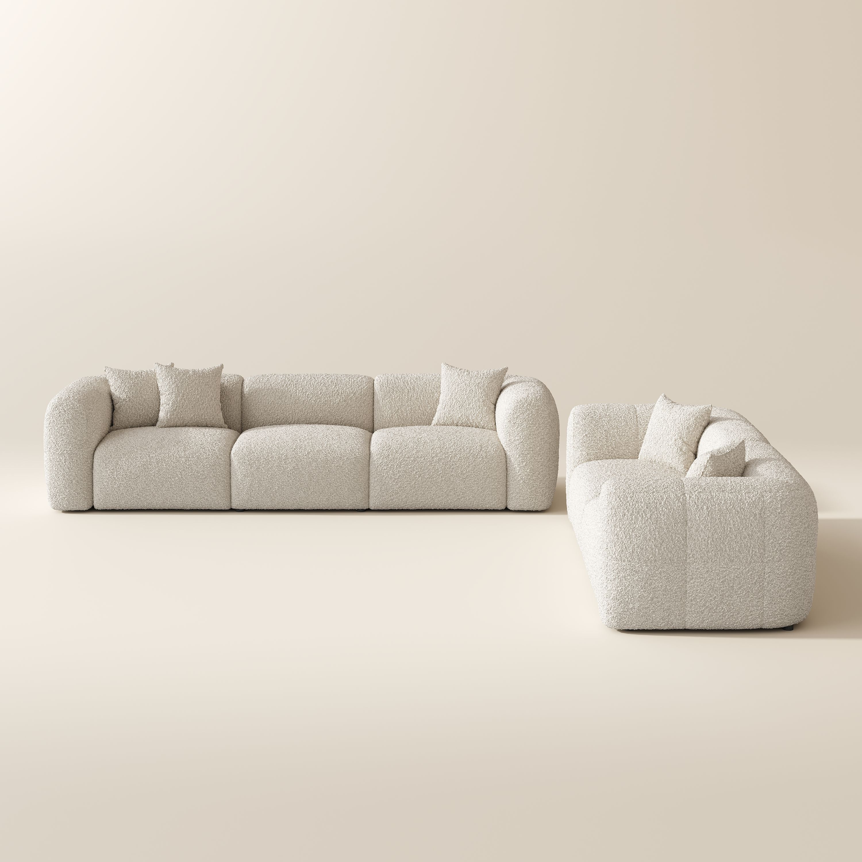 Soft Beige teddy fleece Sofa Set
