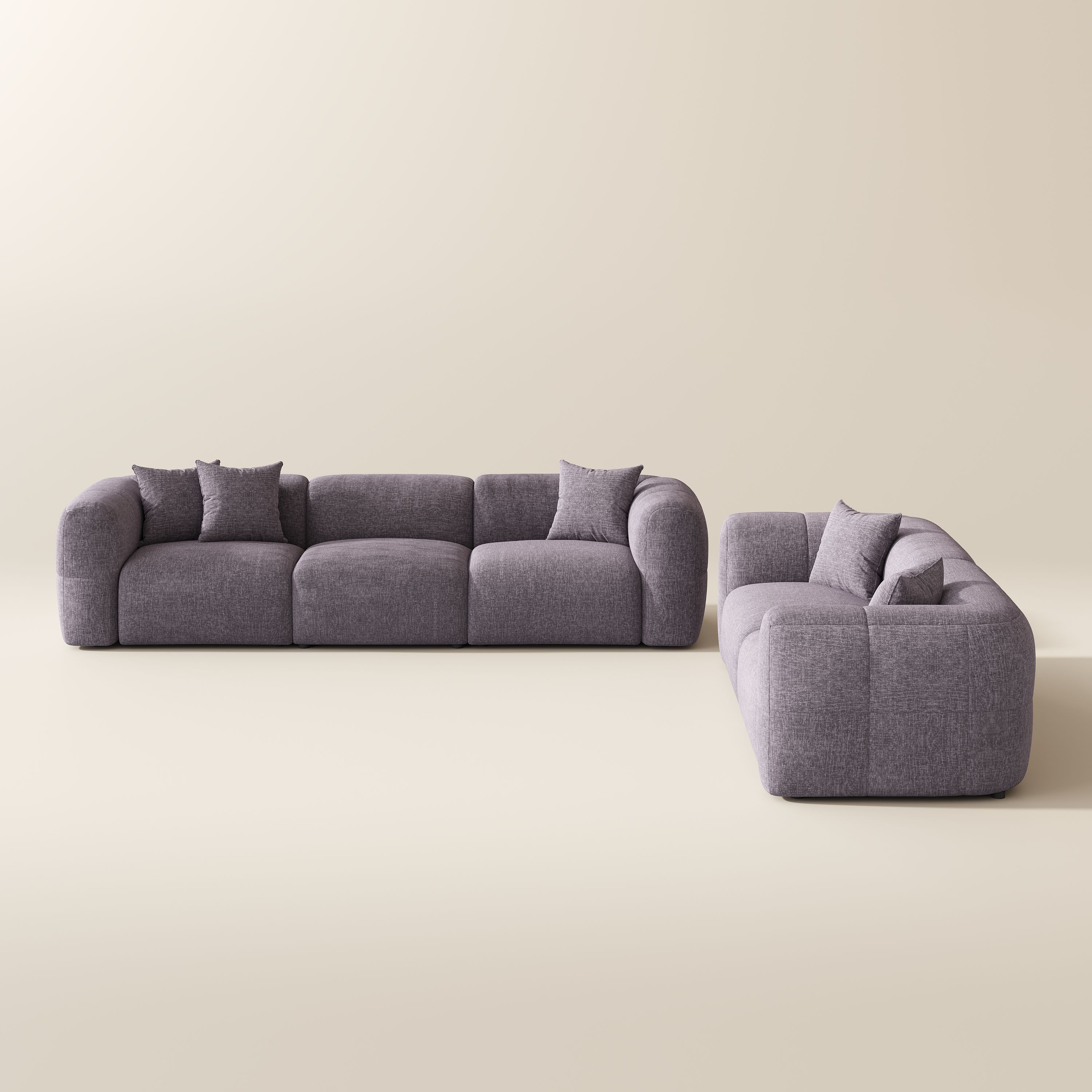 Relaxed Puce Chenille Sofa Set