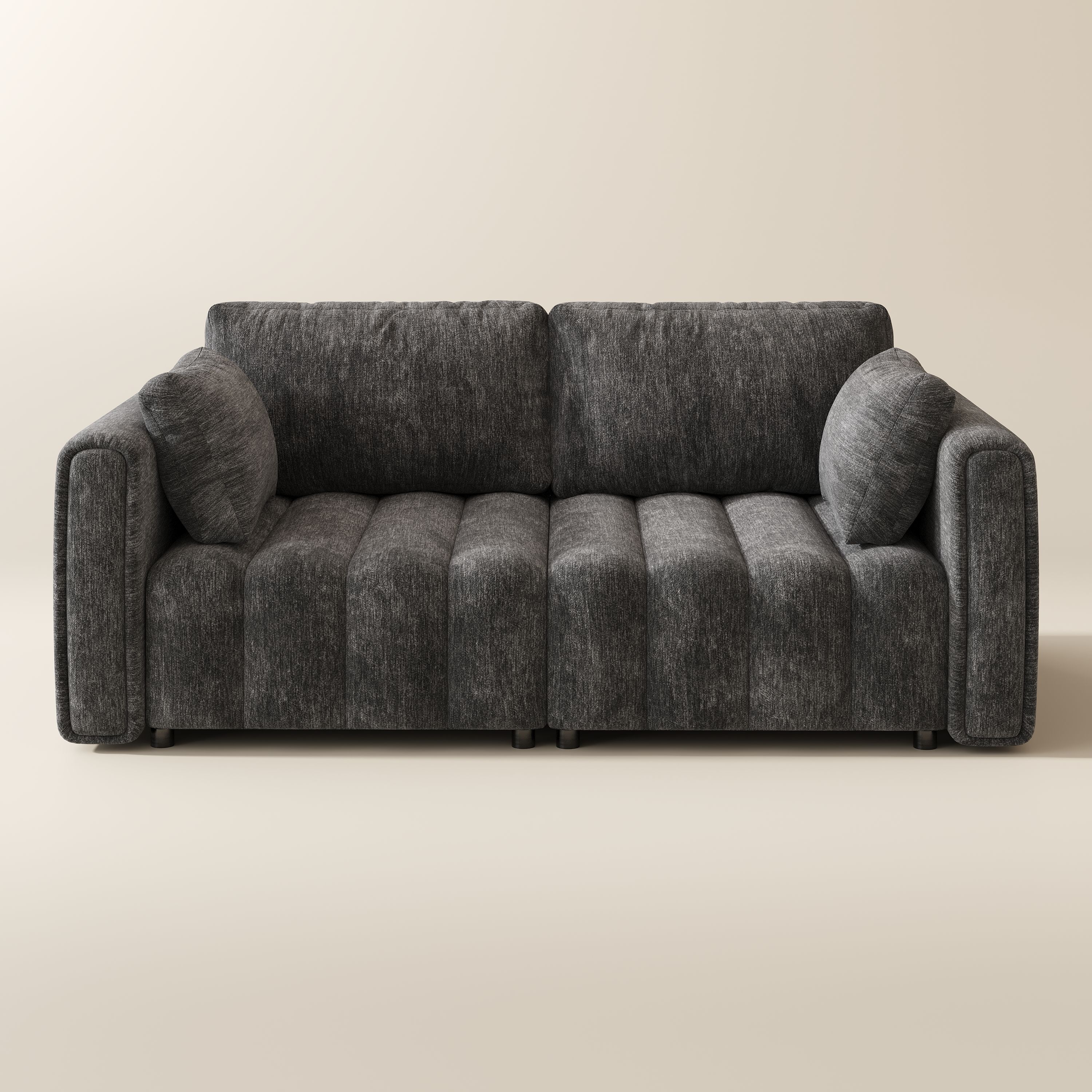 Apartment Black Chenille Modular Sofas