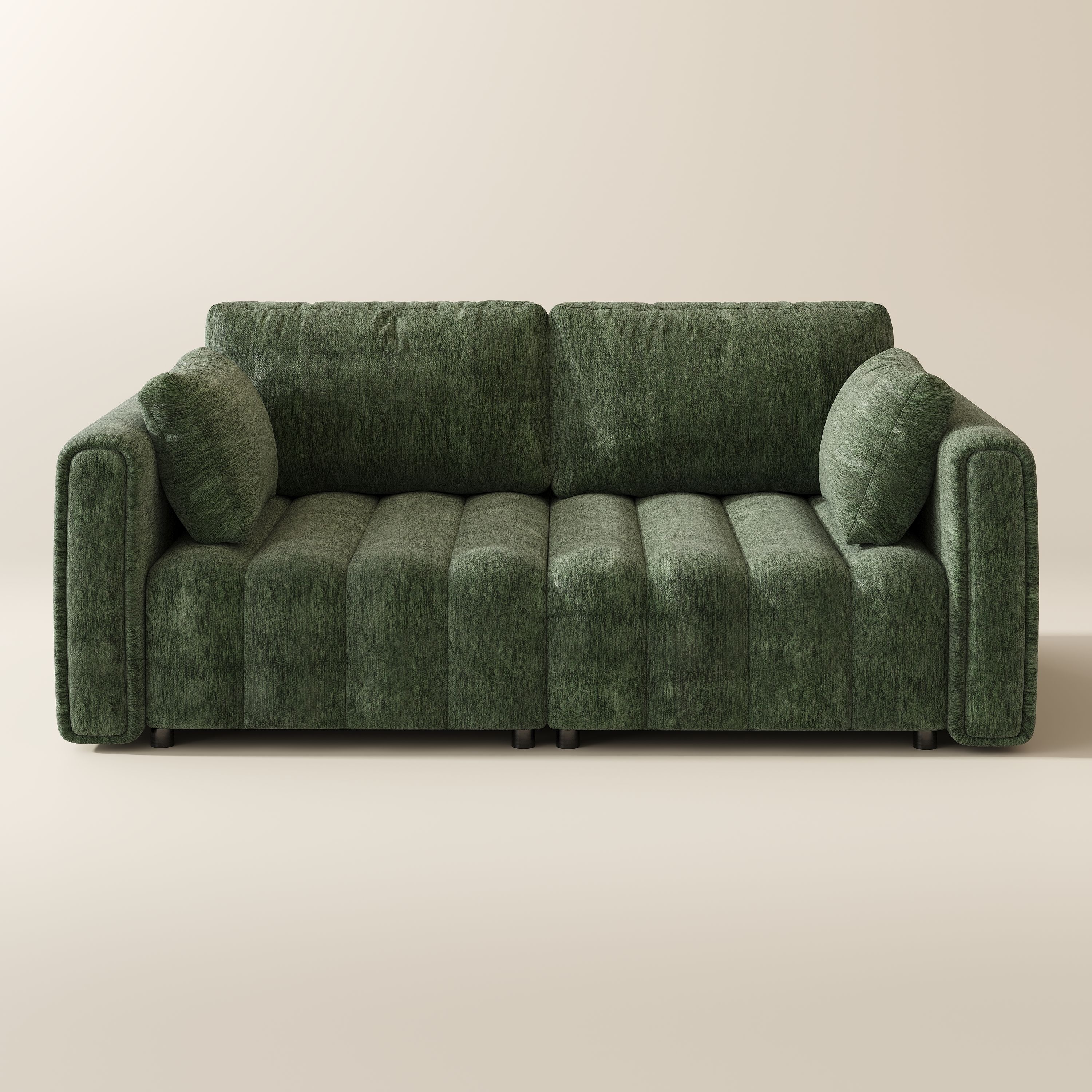 Sofas & Loveseats Green Chenille Modular Sofas