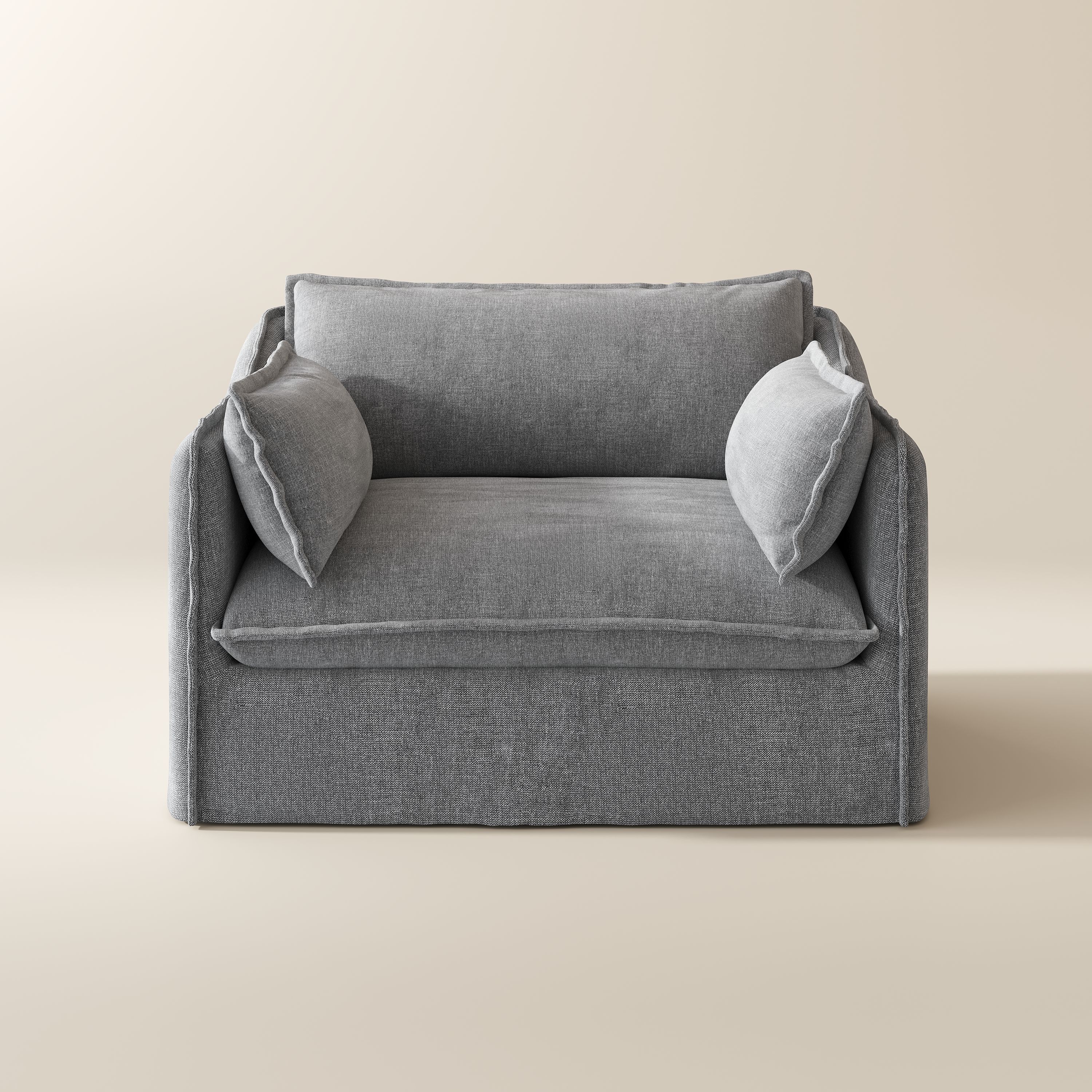 Single Seat Gray Cotton and Linen Sofas & Loveseats