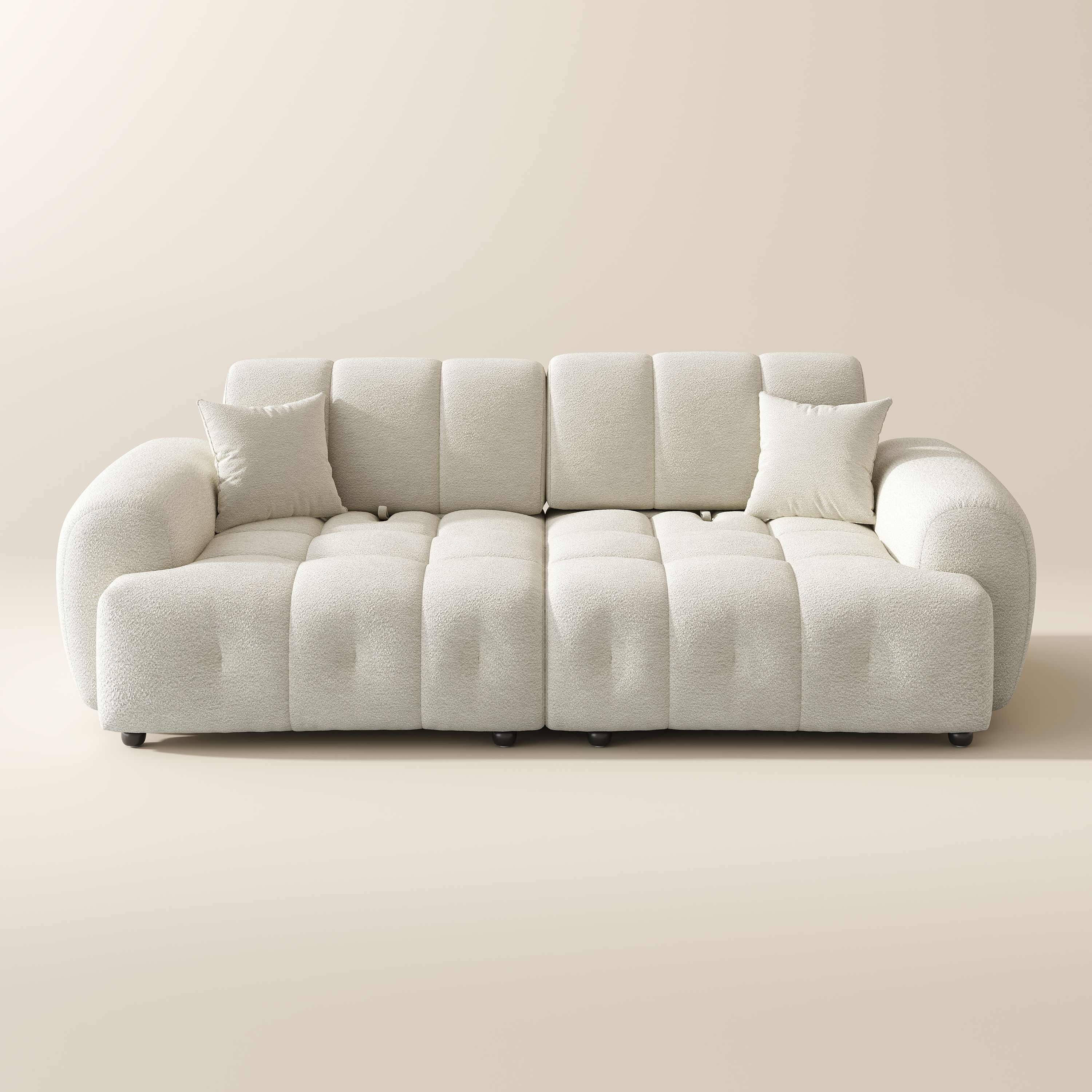 Home Theater Beige Chenille Modular Sofas