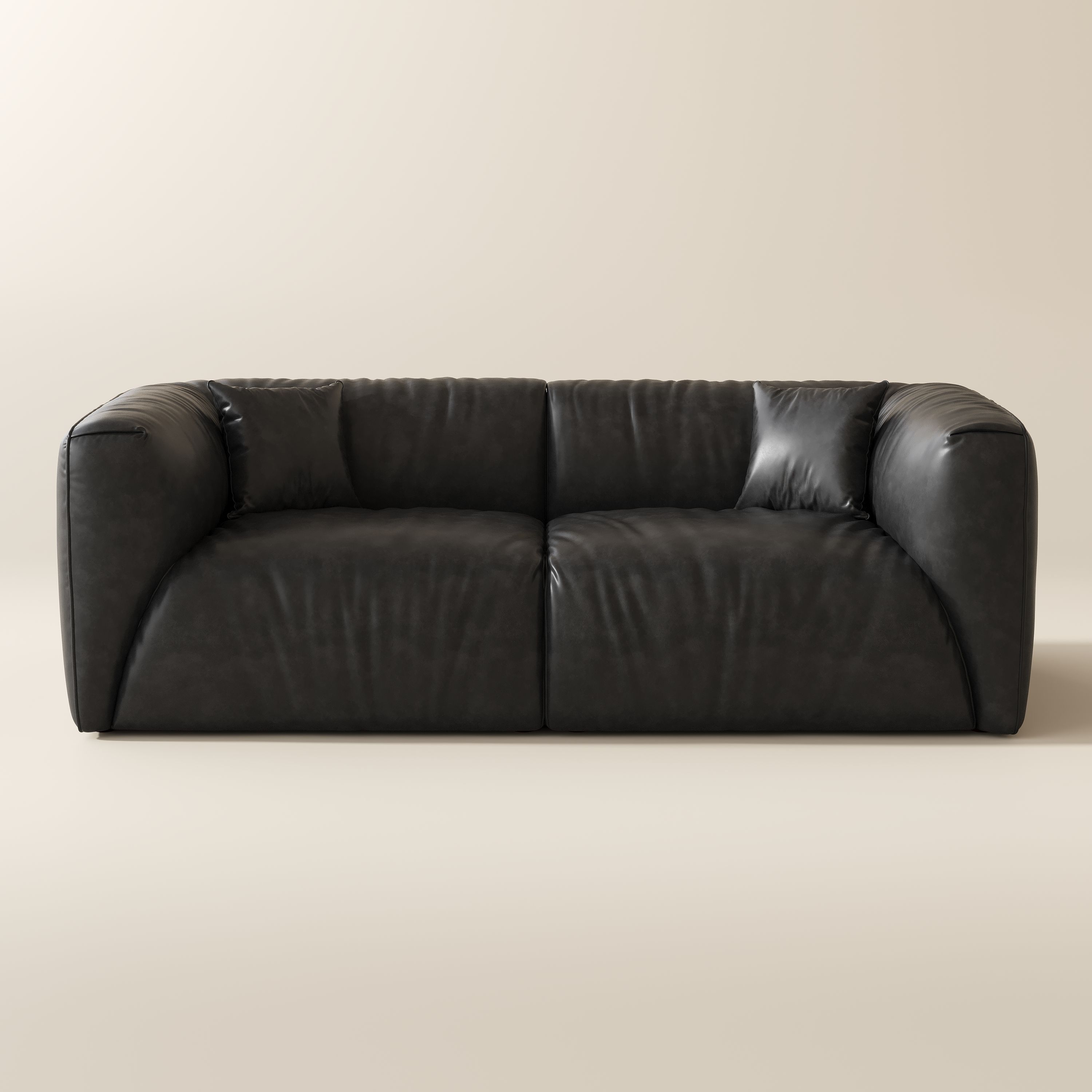 Partial Assembly Required Black Leather Modular Sofas