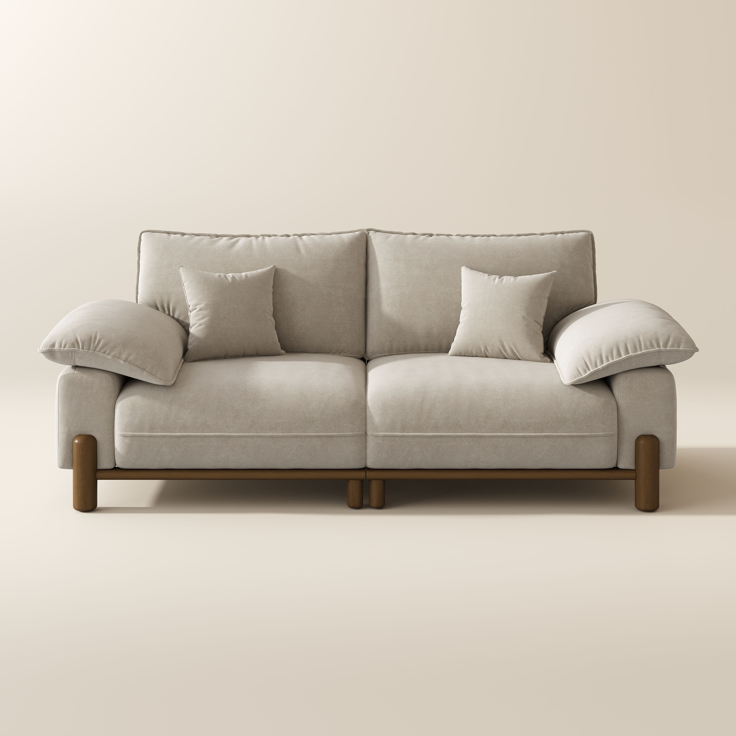 Seats 2 Beige Fabric Modular Sofas