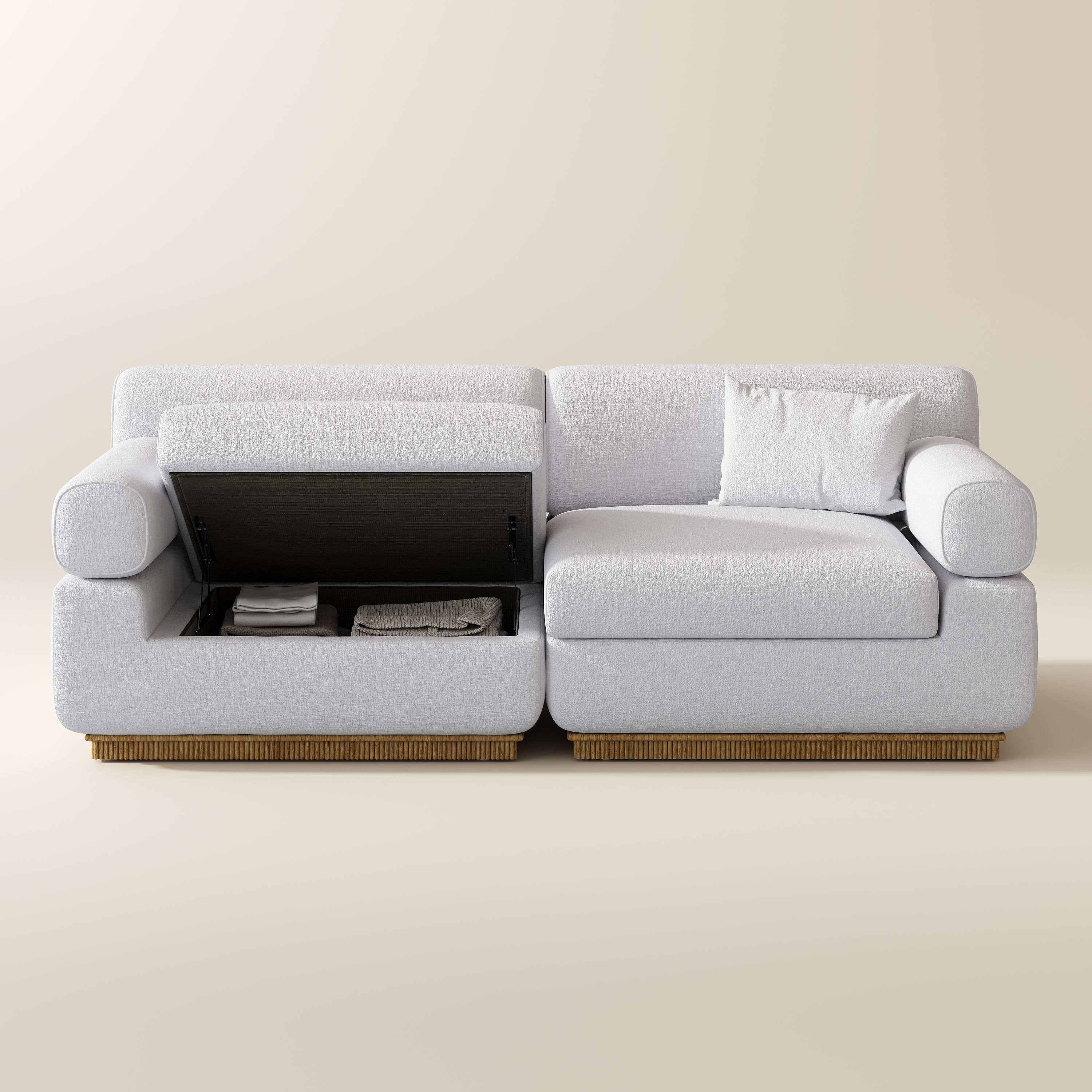 Bedroom Beige Chenille Modular Sofas