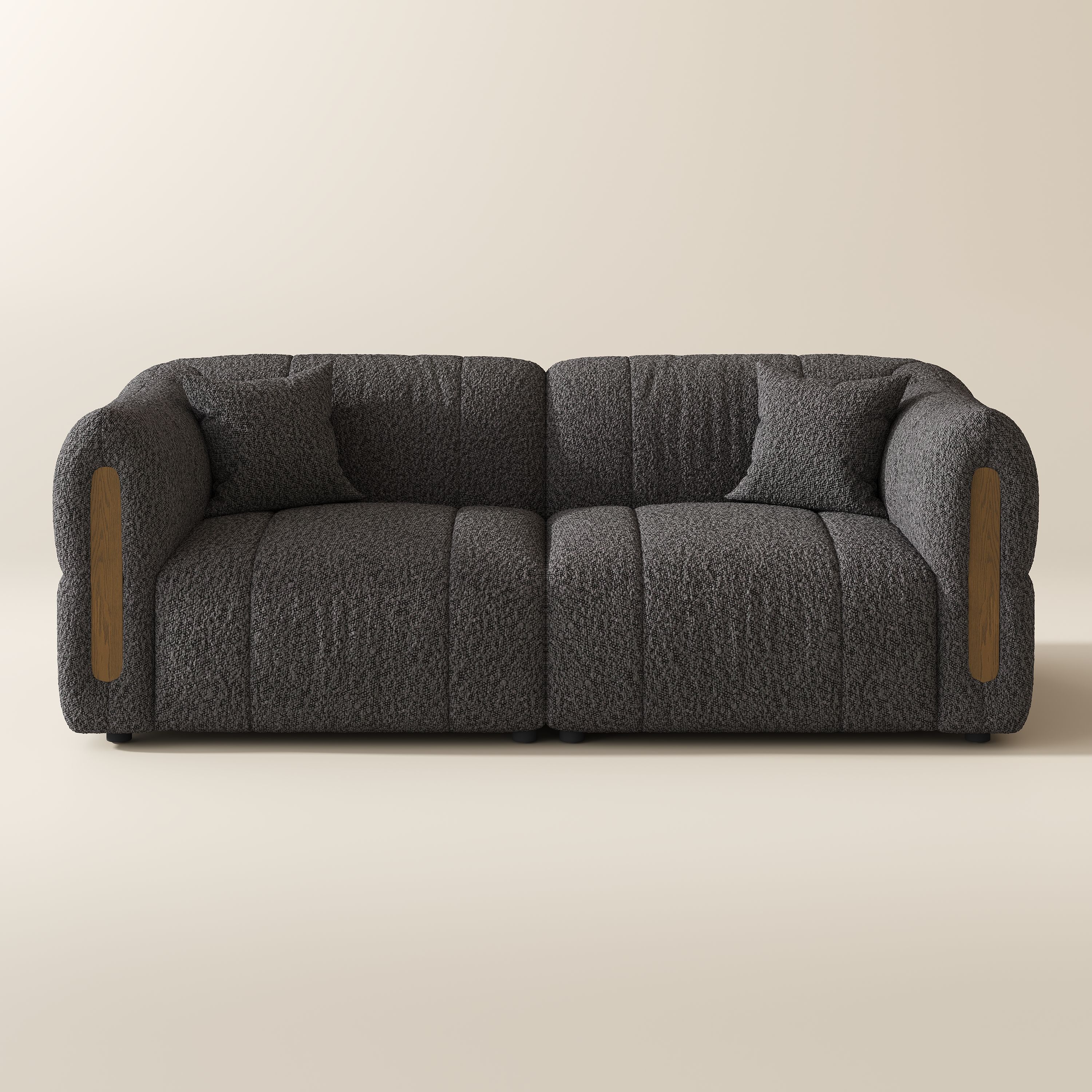 Living Room Dark Gray Bouclé Modular Sofas