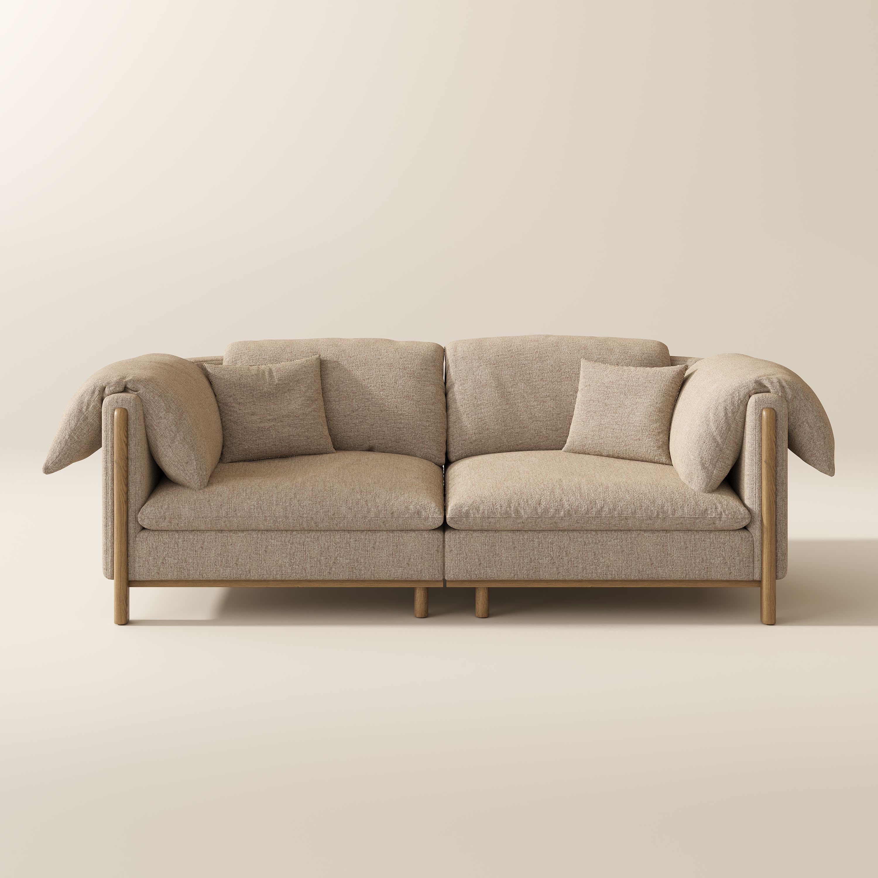 Cotton Linen Khaki Cotton and Linen Modular Sofas
