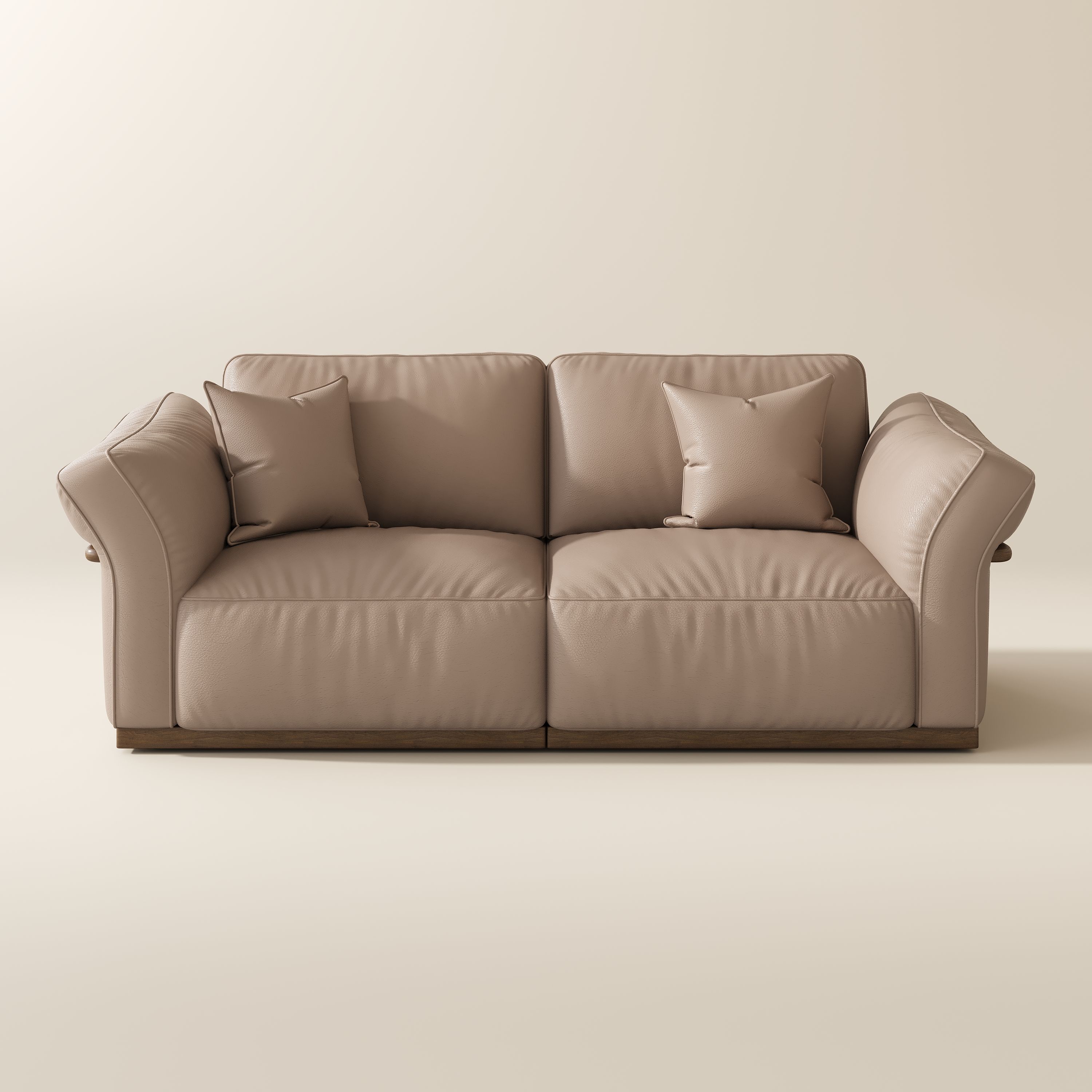 Apartment Khaki Genuine Leather Modular Sofas