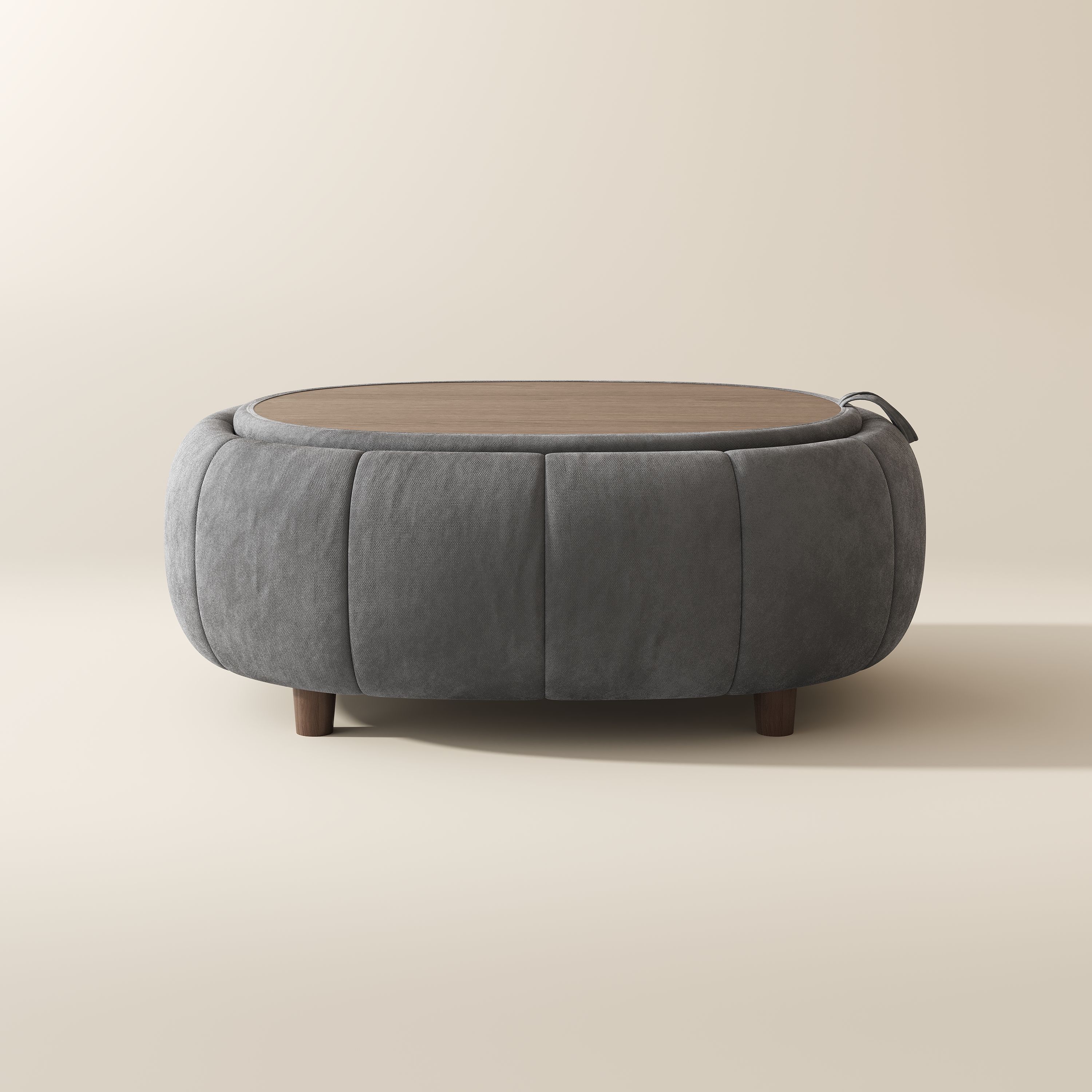 Grey Velvet Storage Ottoman