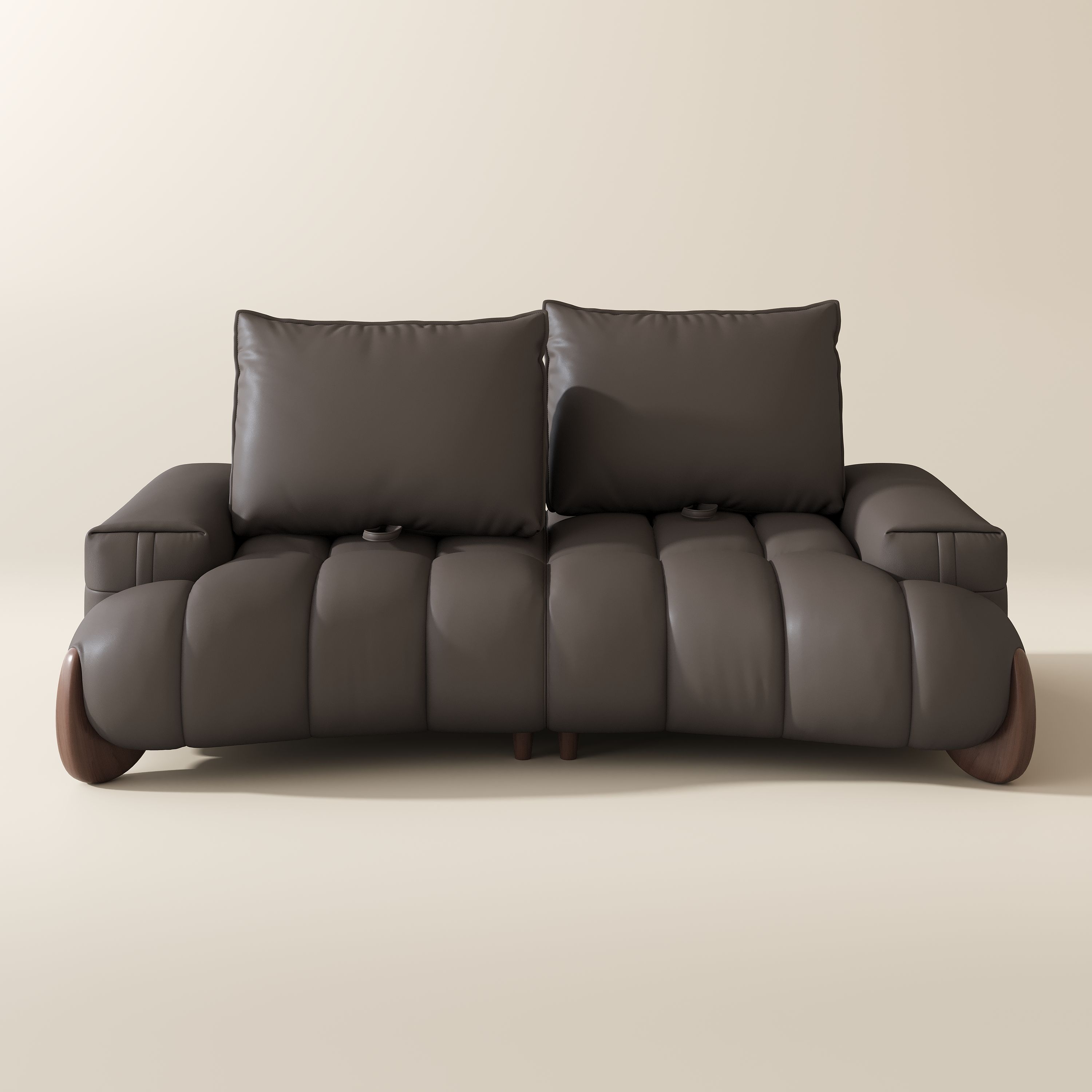 Living Room Dark Brown Leather Modular Sofas