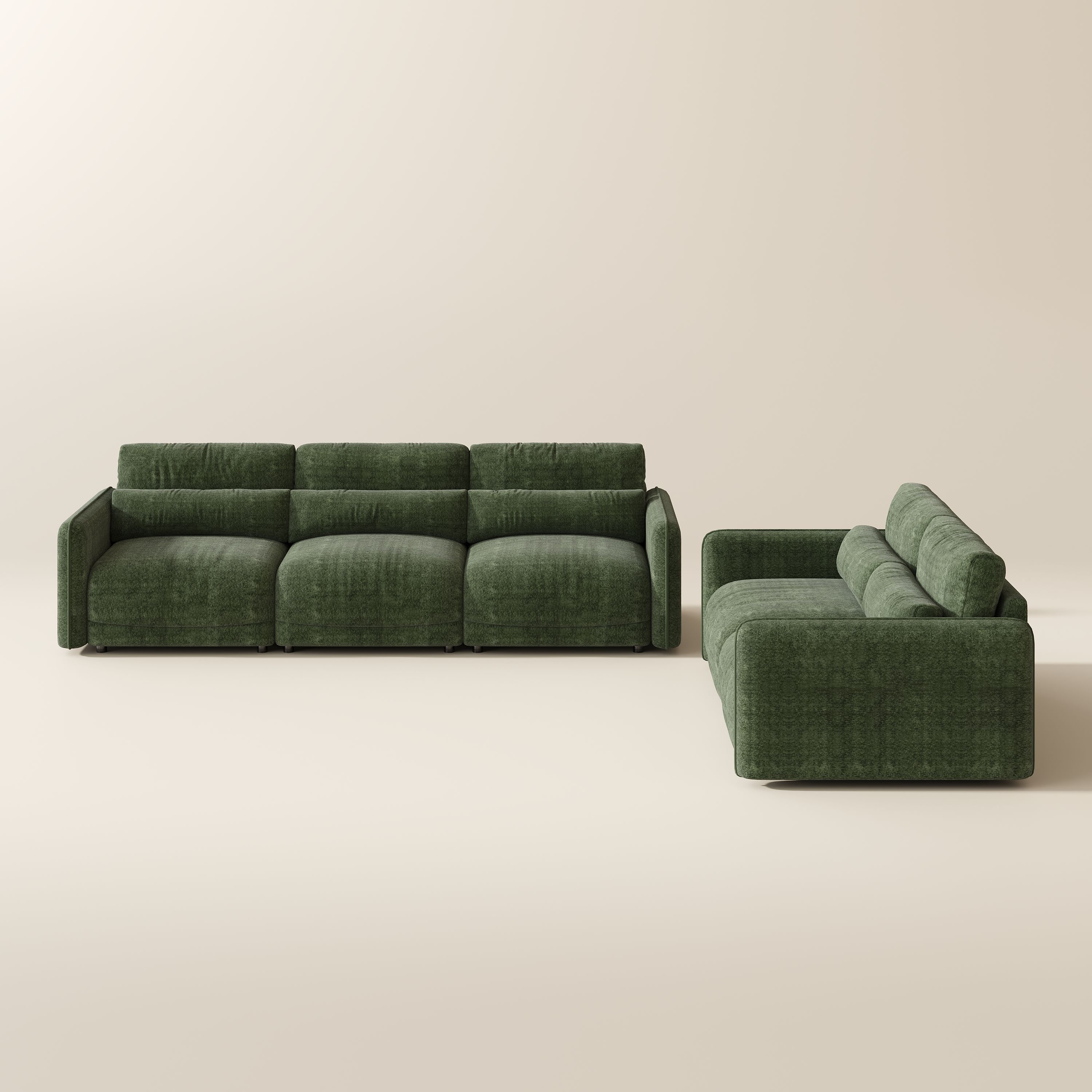 Partial Assembly Required Green Chenille Sofa Set