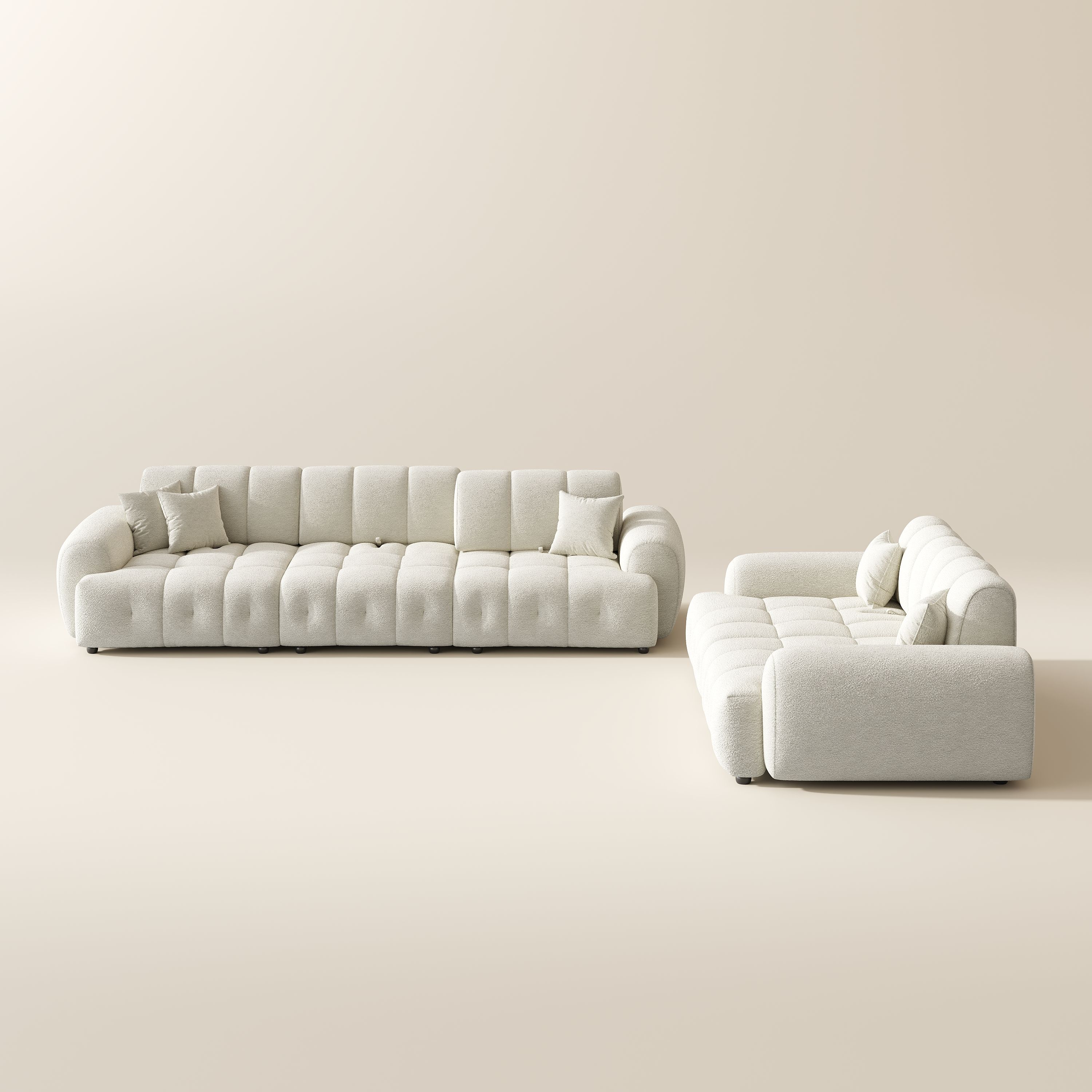 Beige Chenille Modular Sofas
